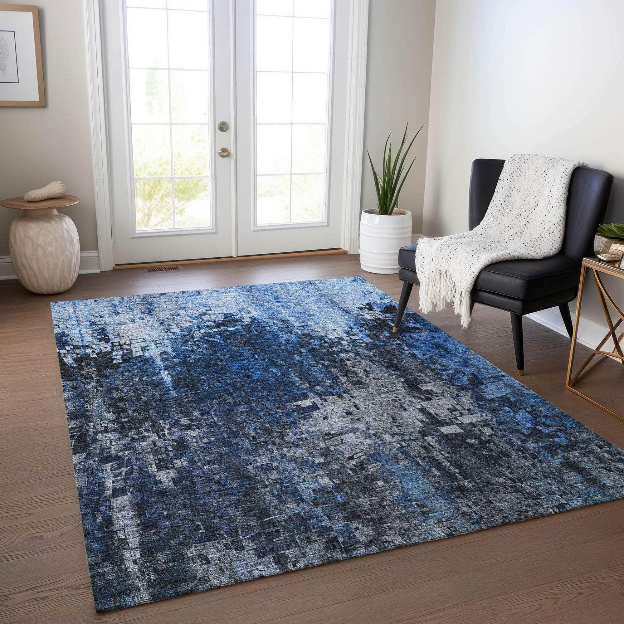 Machine Made ACN581 Blue Rugs