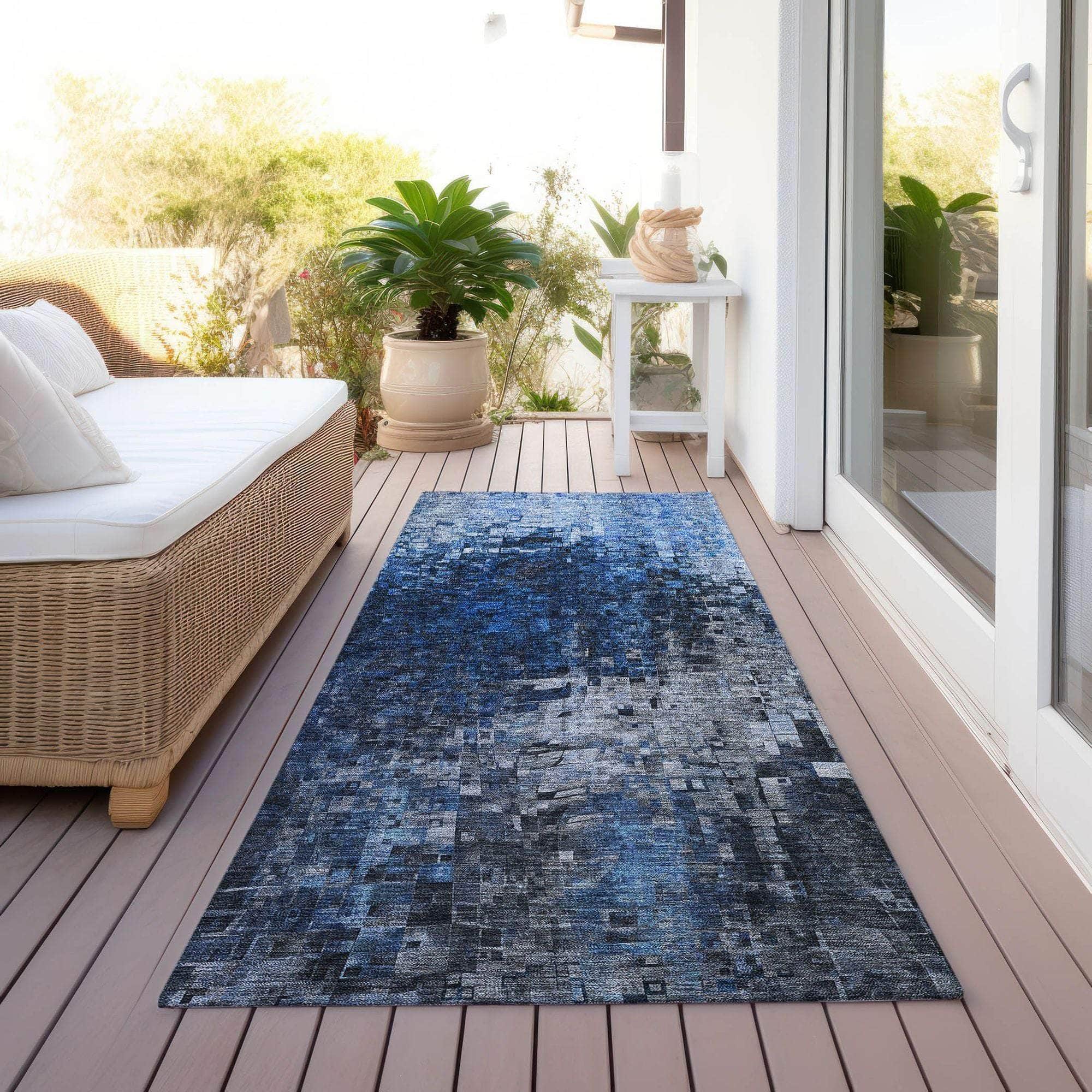 Machine Made ACN581 Blue Rugs