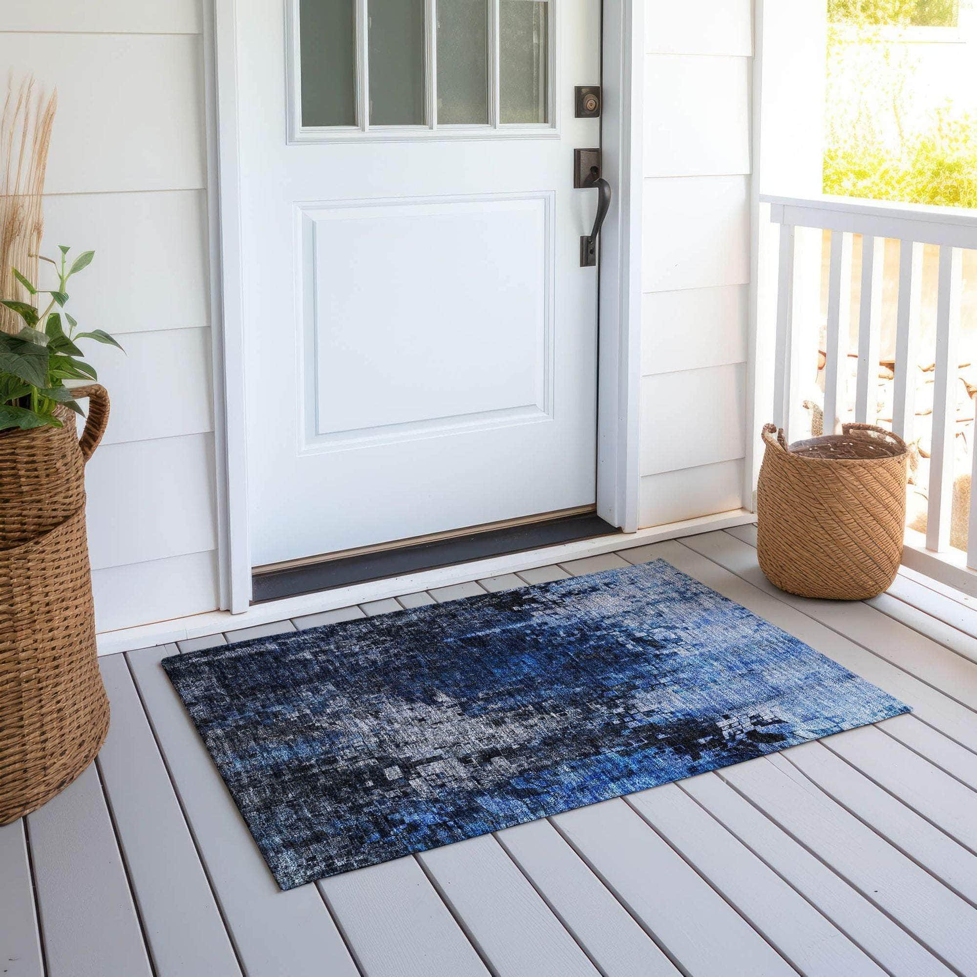 Machine Made ACN581 Blue Rugs