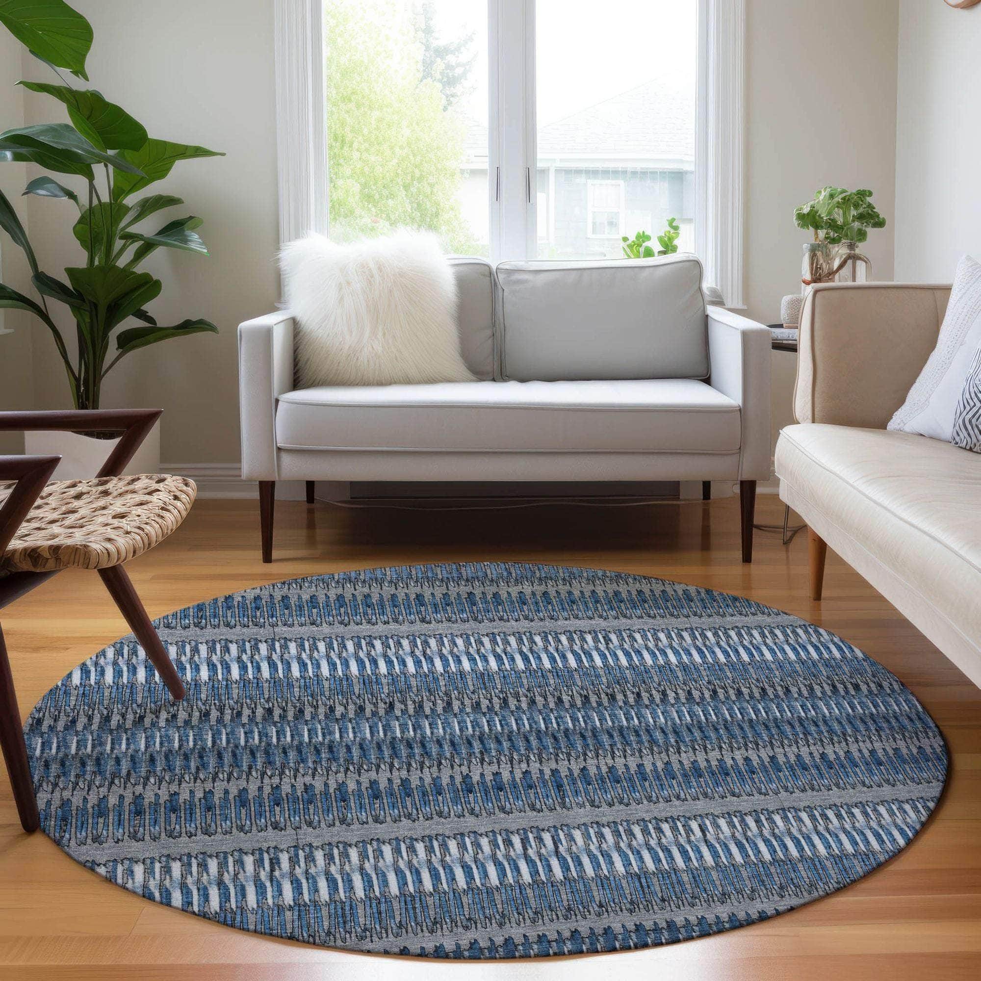 Machine Made ACN589 Blue Rugs