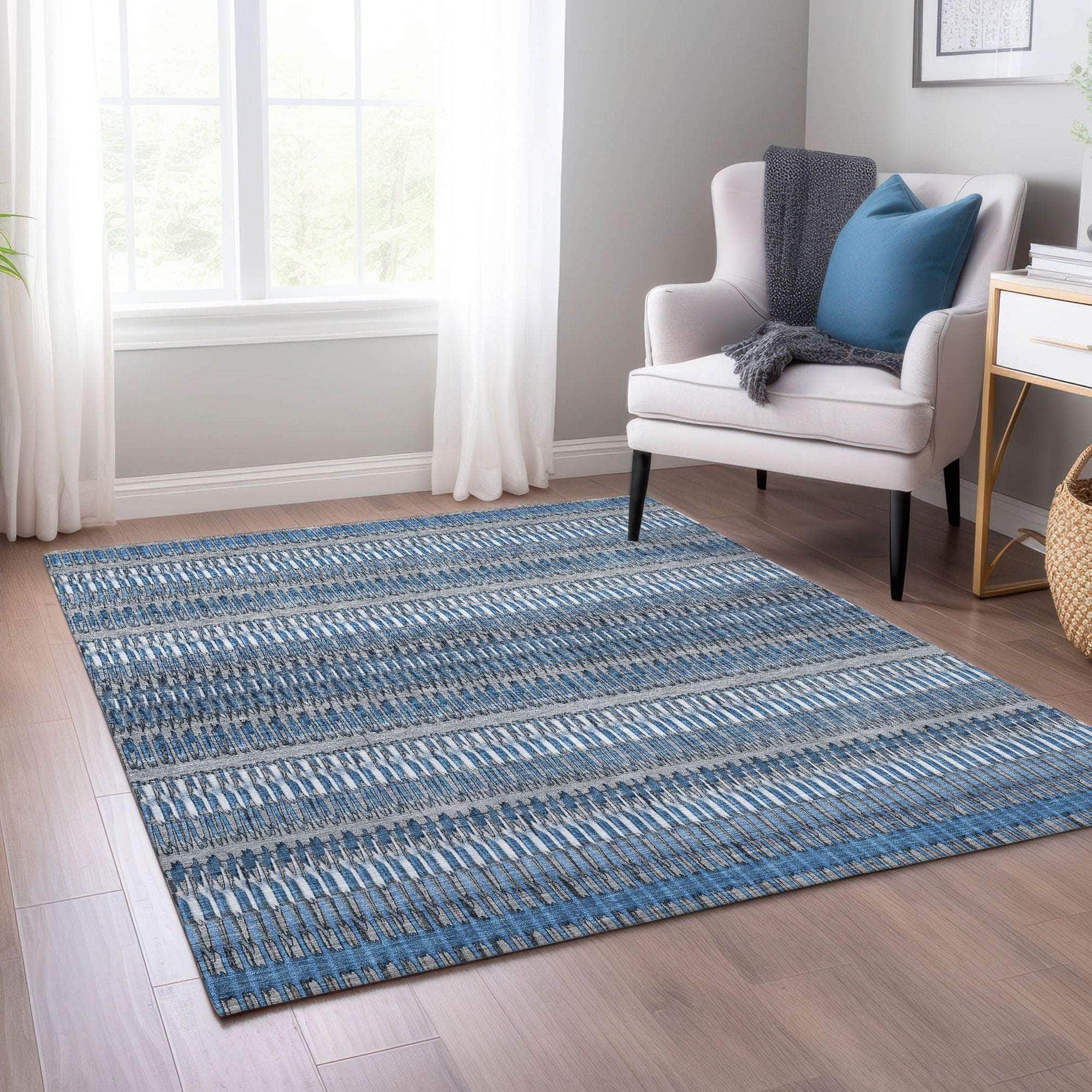 Machine Made ACN589 Blue Rugs