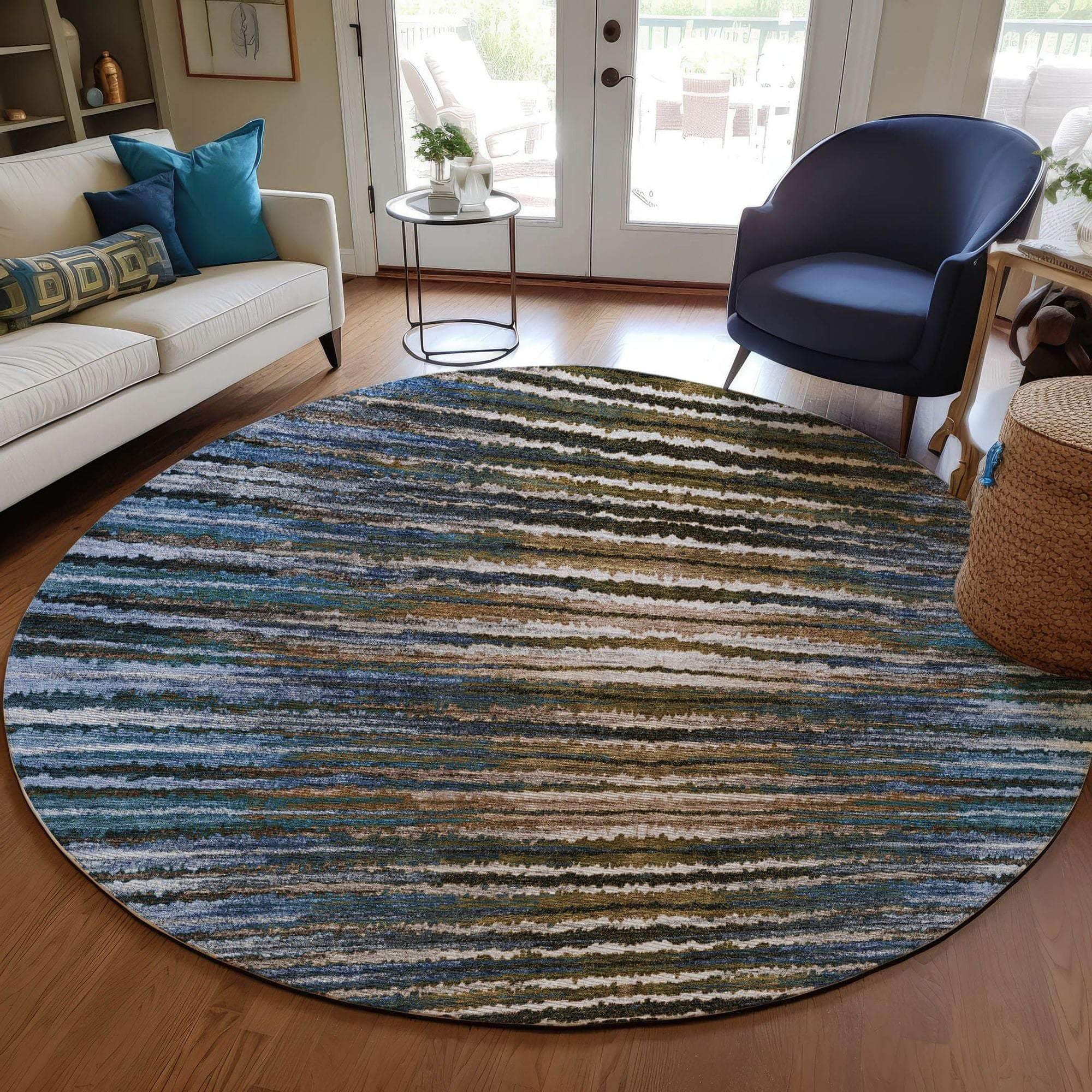 Machine Made ACN604 Blue Rugs