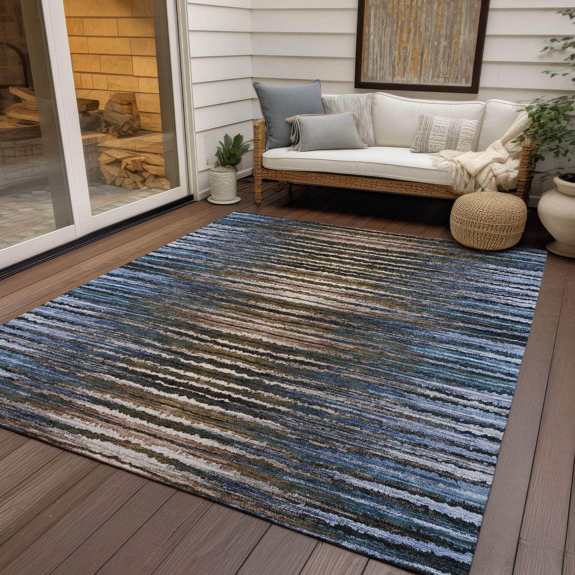 Machine Made ACN604 Blue Rugs