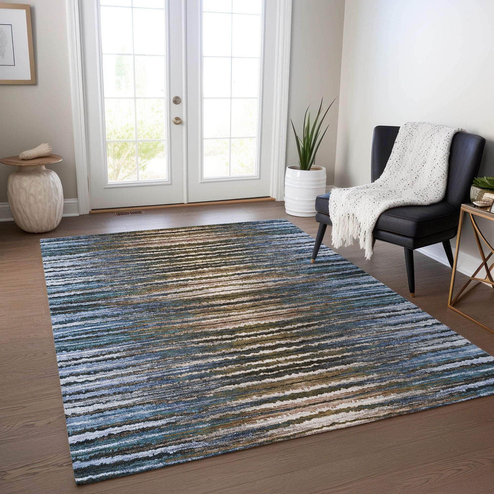Machine Made ACN604 Blue Rugs