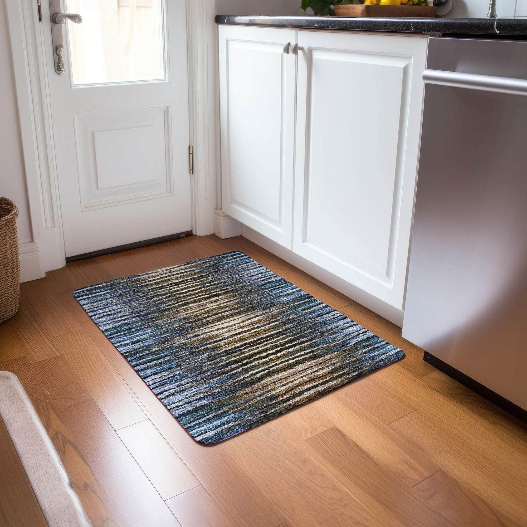Machine Made ACN604 Blue Rugs