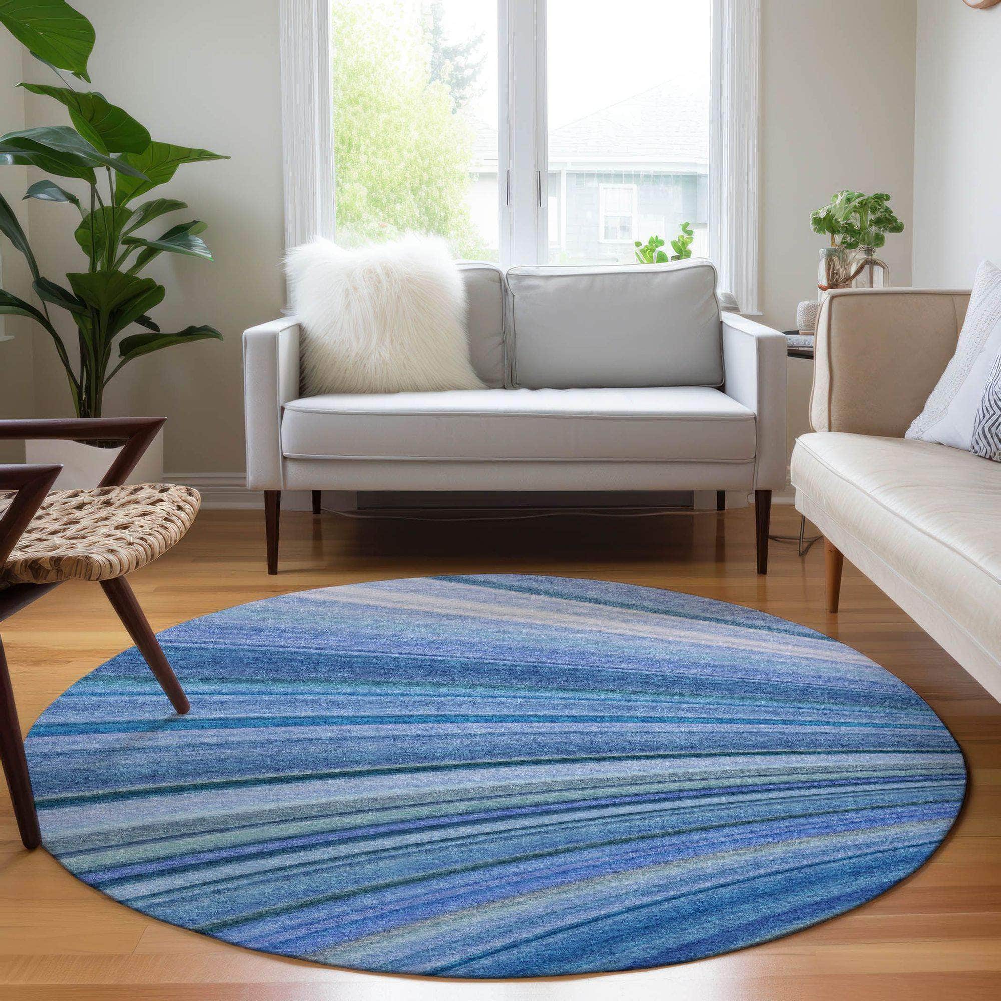 Machine Made ACN585 Blue Rugs