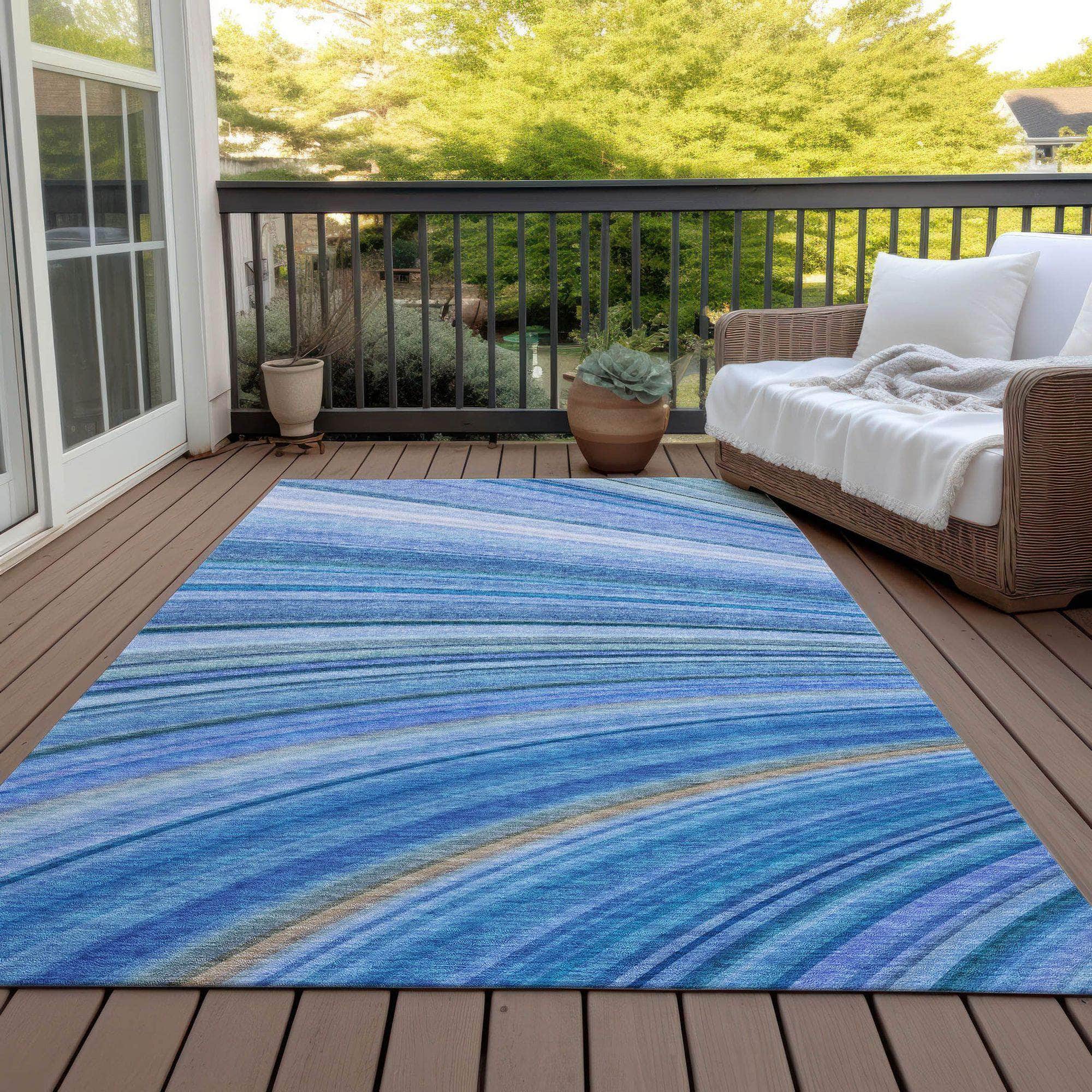 Machine Made ACN585 Blue Rugs