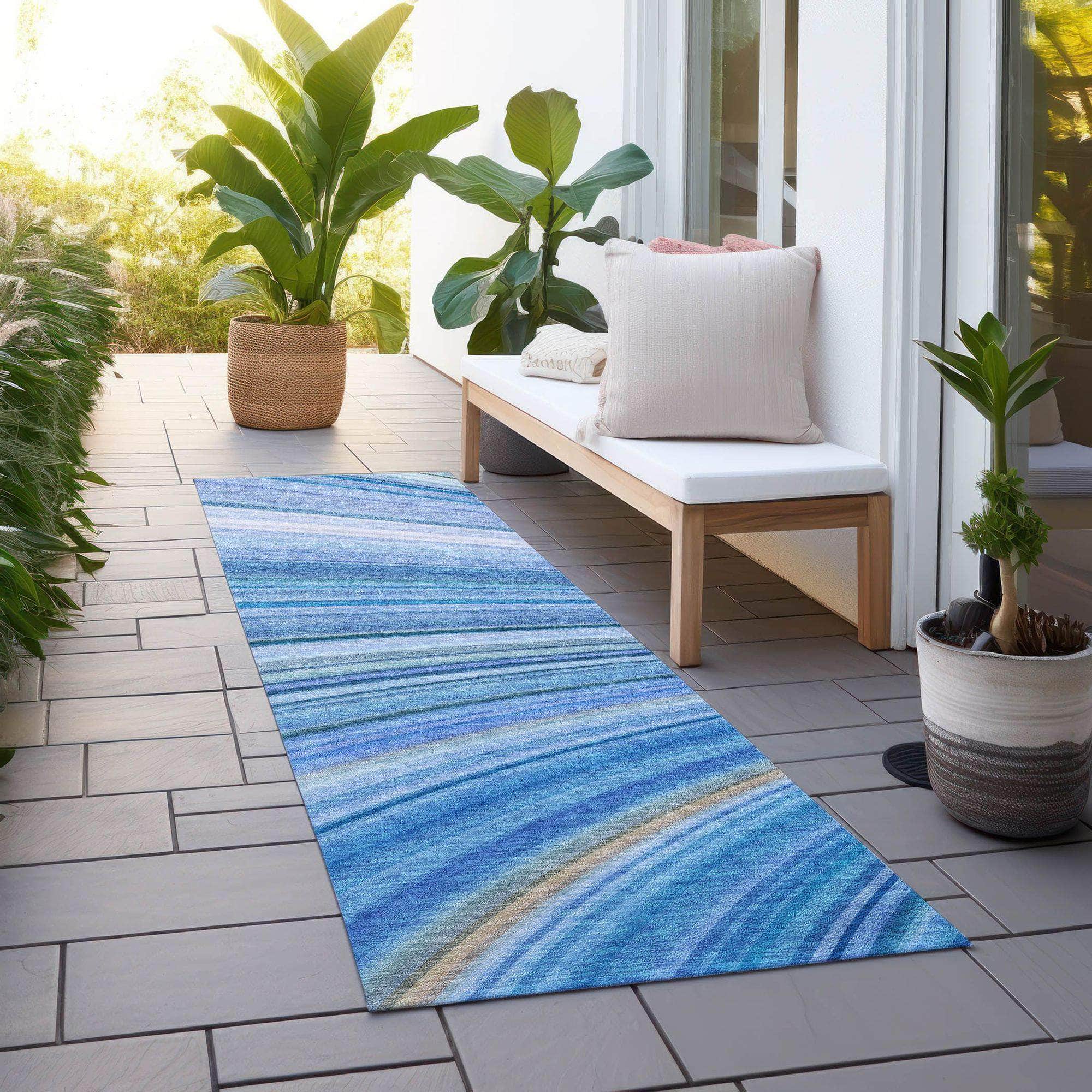 Machine Made ACN585 Blue Rugs