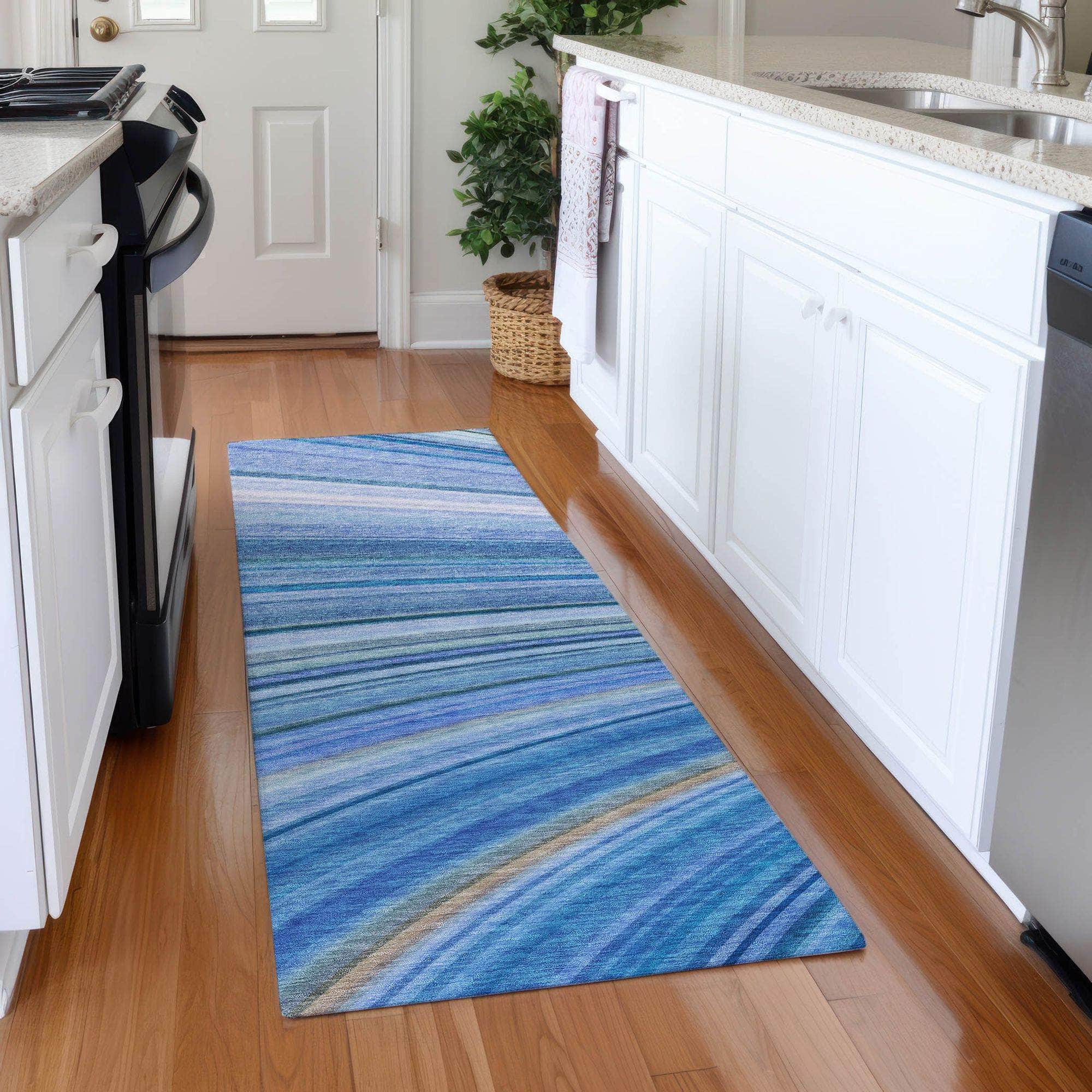 Machine Made ACN585 Blue Rugs