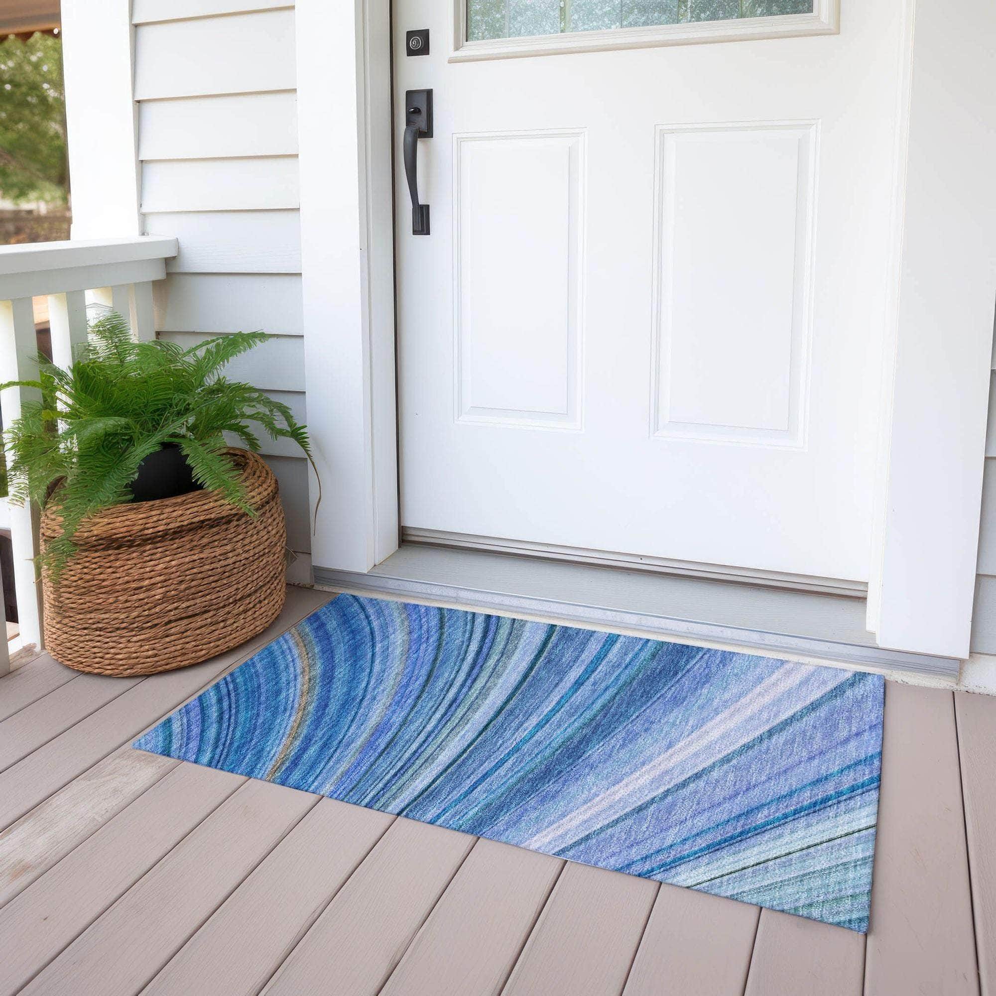 Machine Made ACN585 Blue Rugs