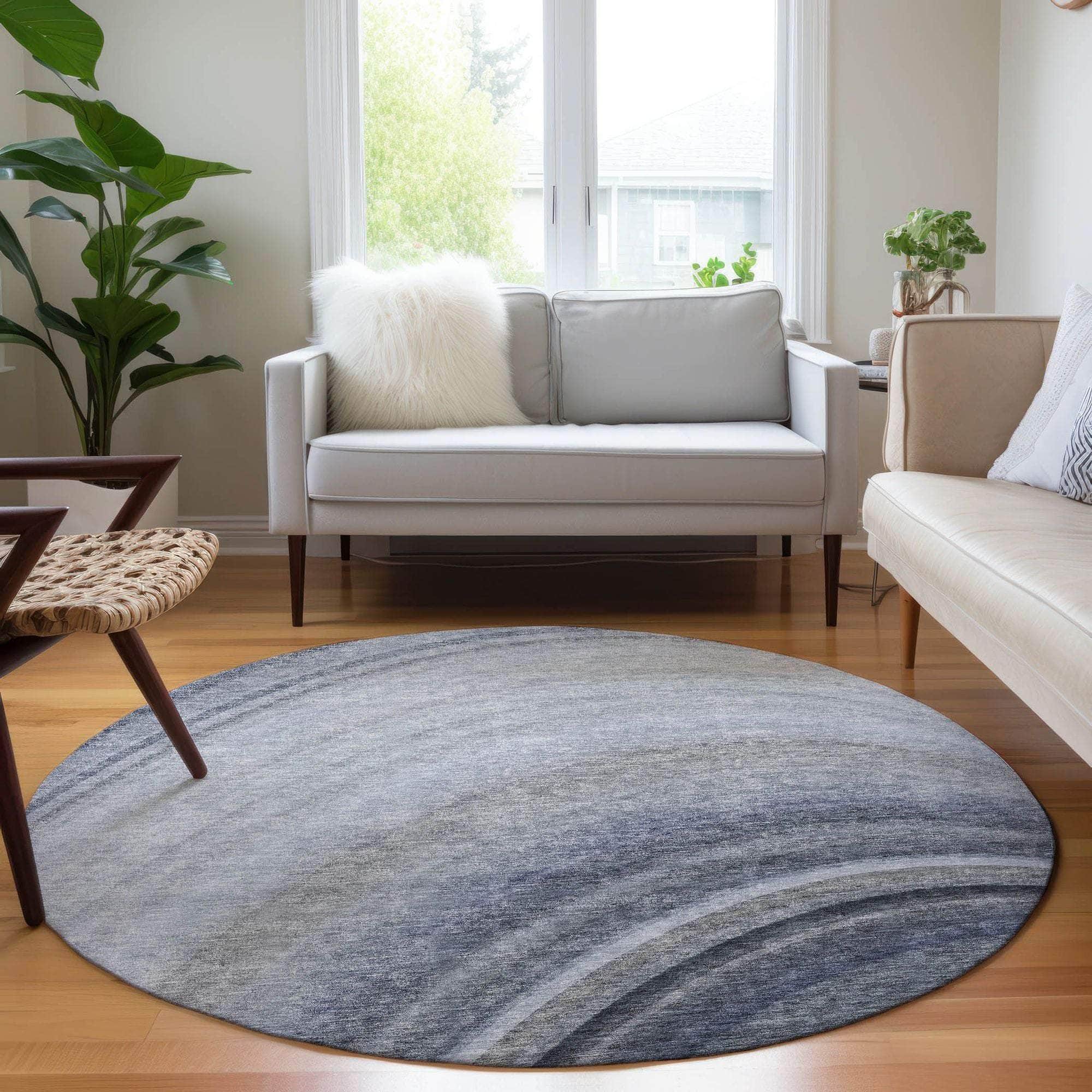 Machine Made ACN584 Blue Rugs