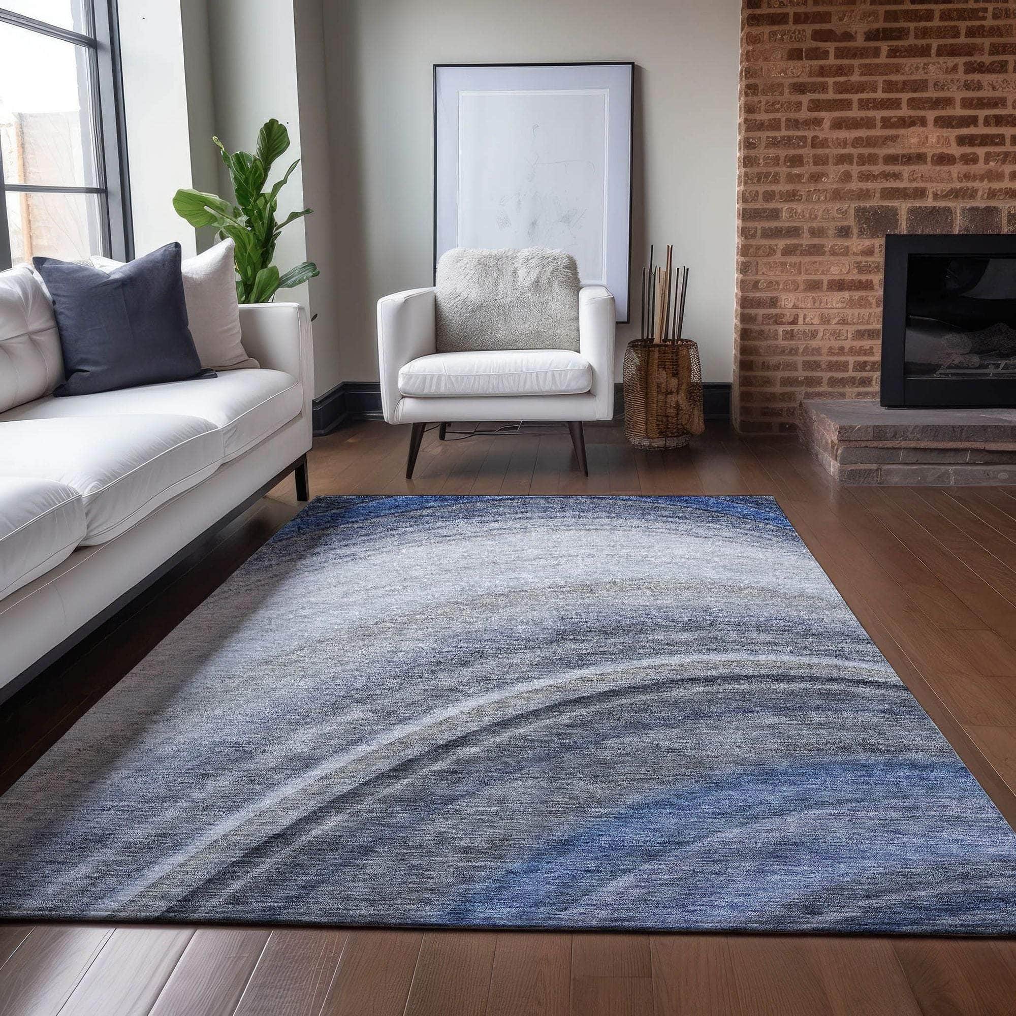 Machine Made ACN584 Blue Rugs
