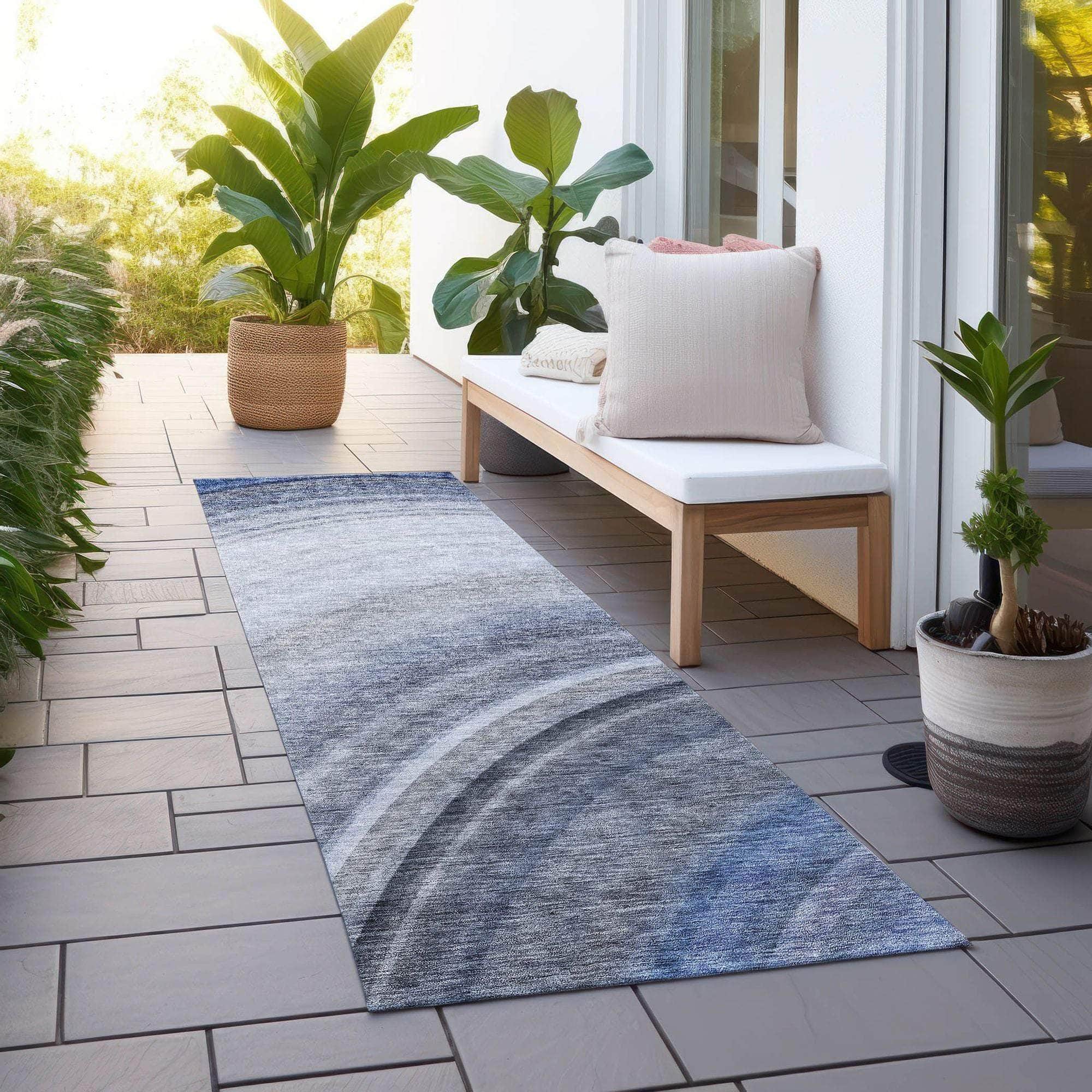 Machine Made ACN584 Blue Rugs