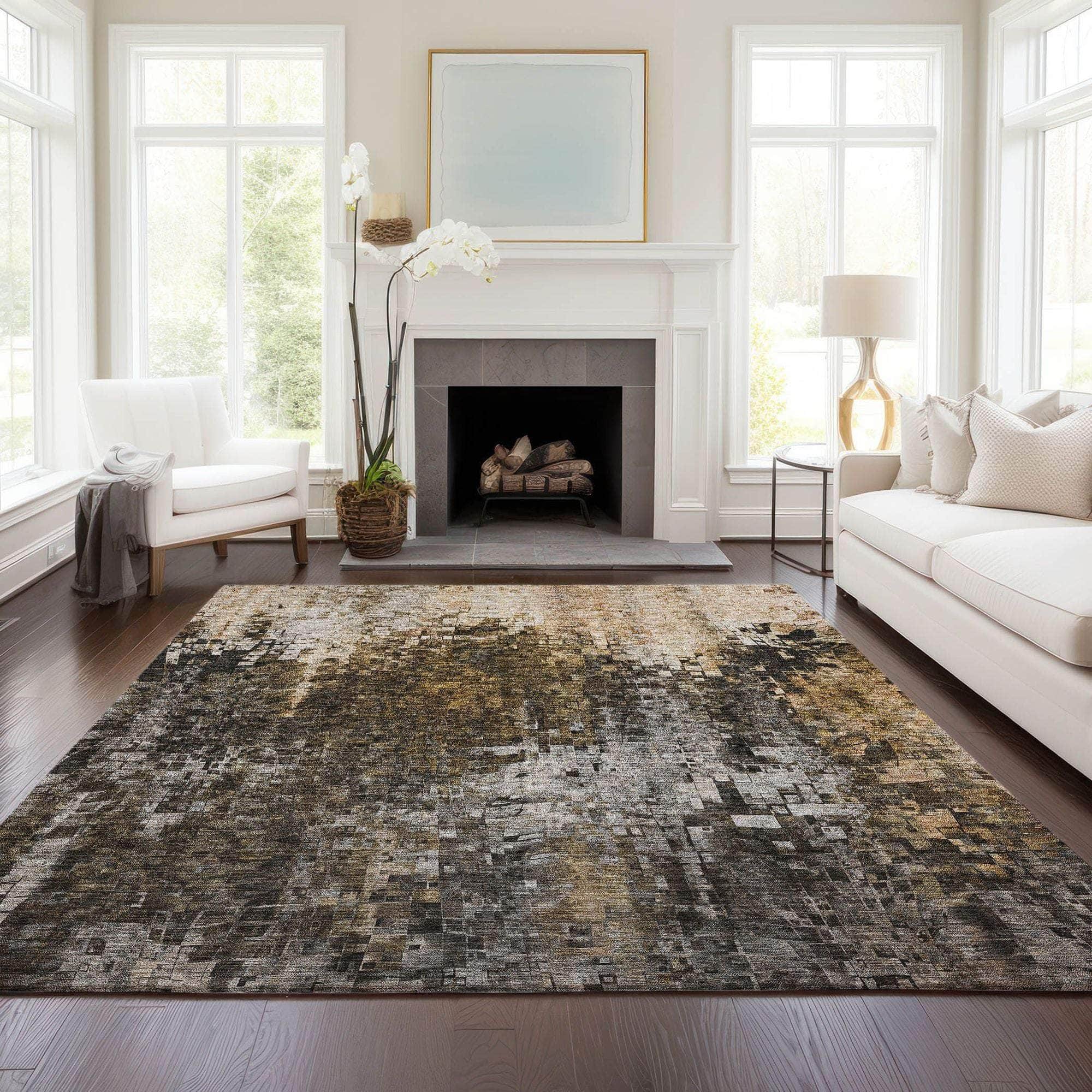 Machine Made ACN581 Brown Rugs