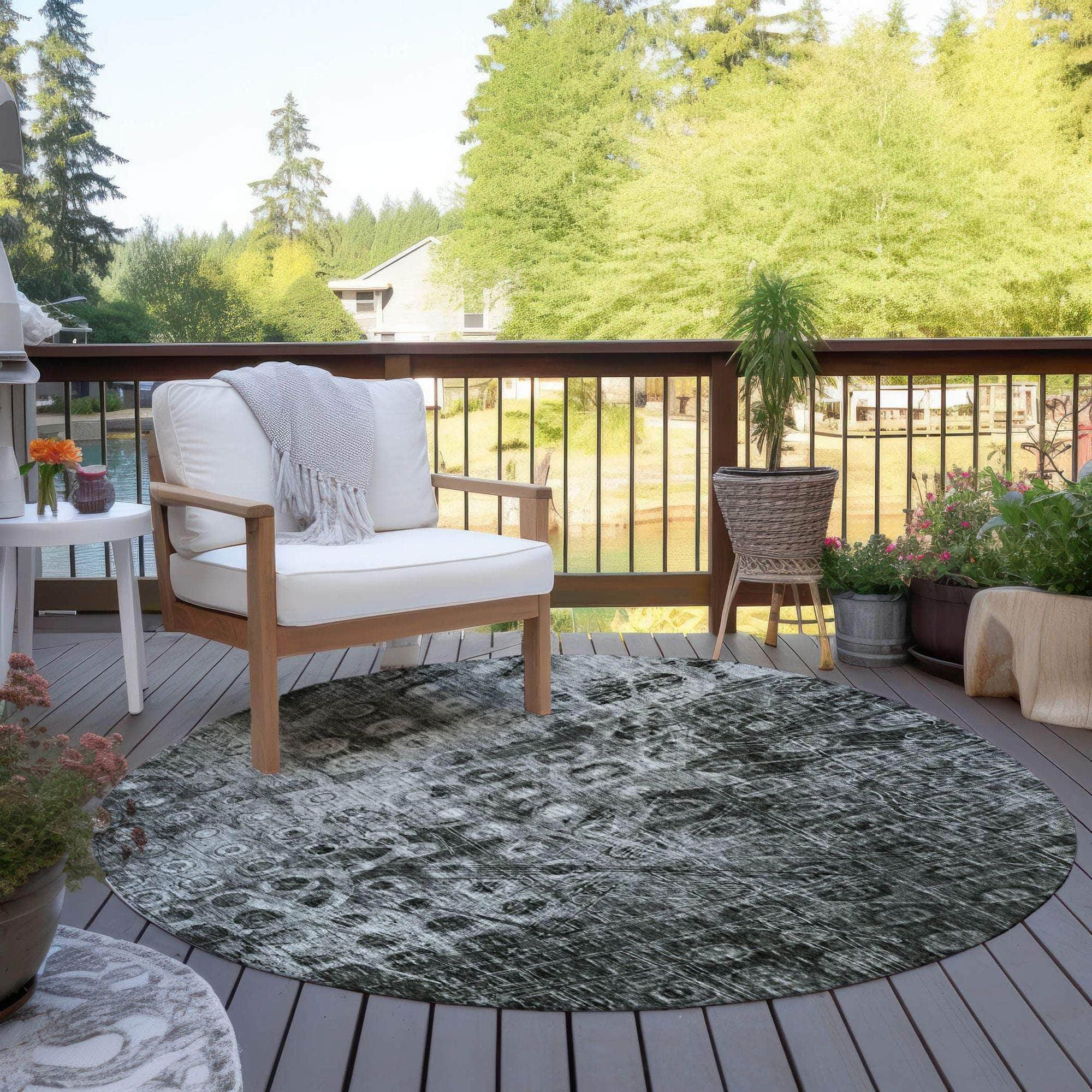 Machine Made ACN577 Charcoal Gray Rugs