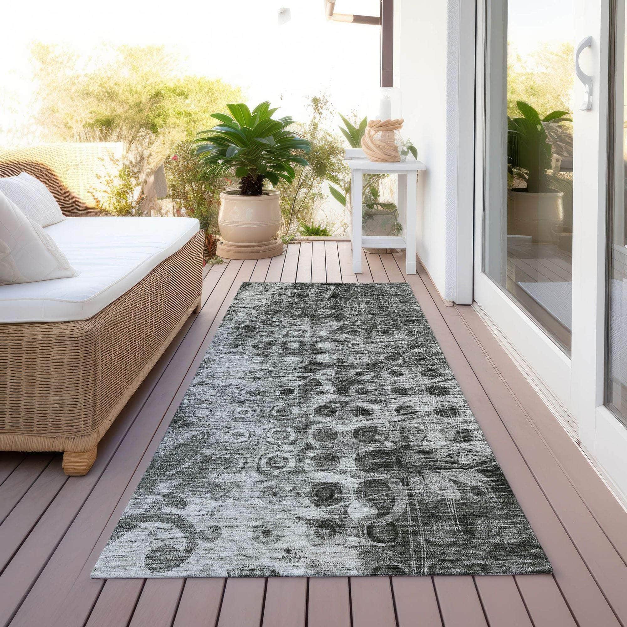 Machine Made ACN577 Charcoal Gray Rugs