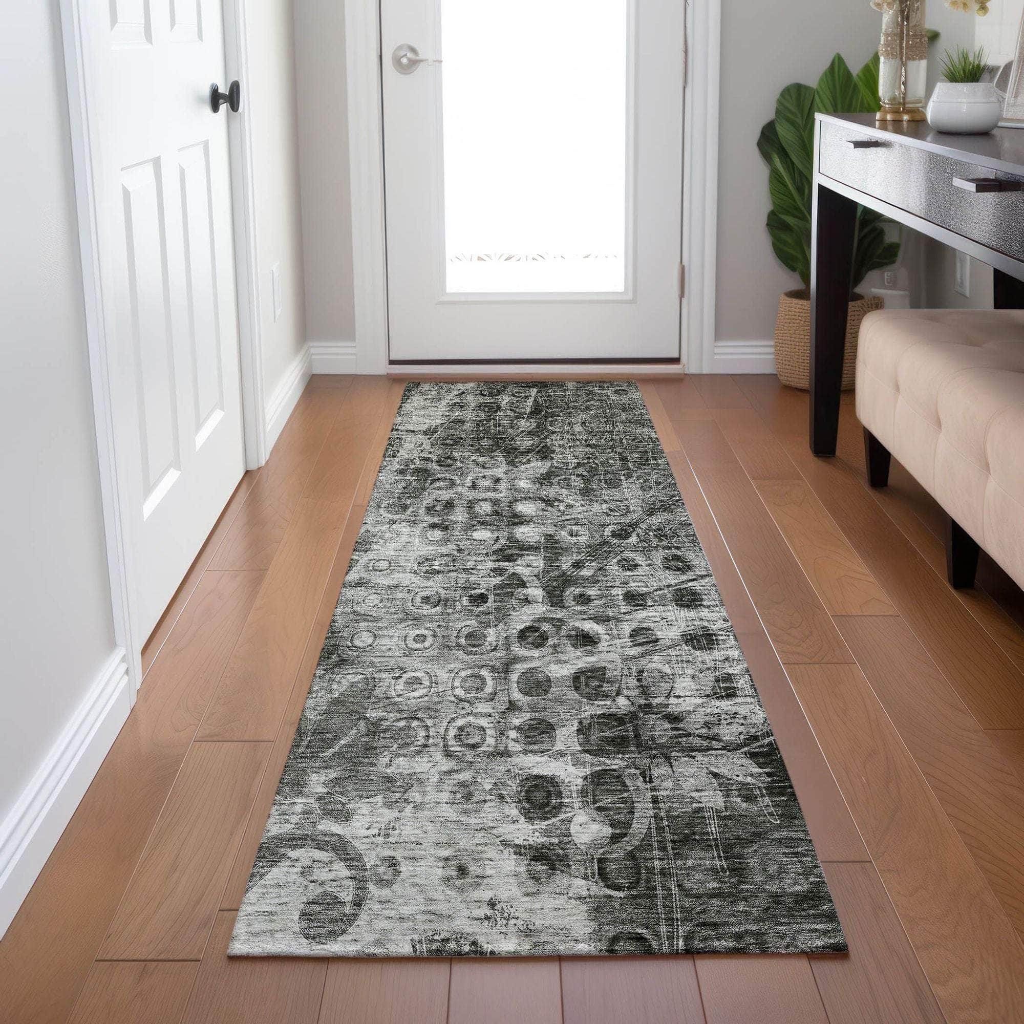 Machine Made ACN577 Charcoal Gray Rugs