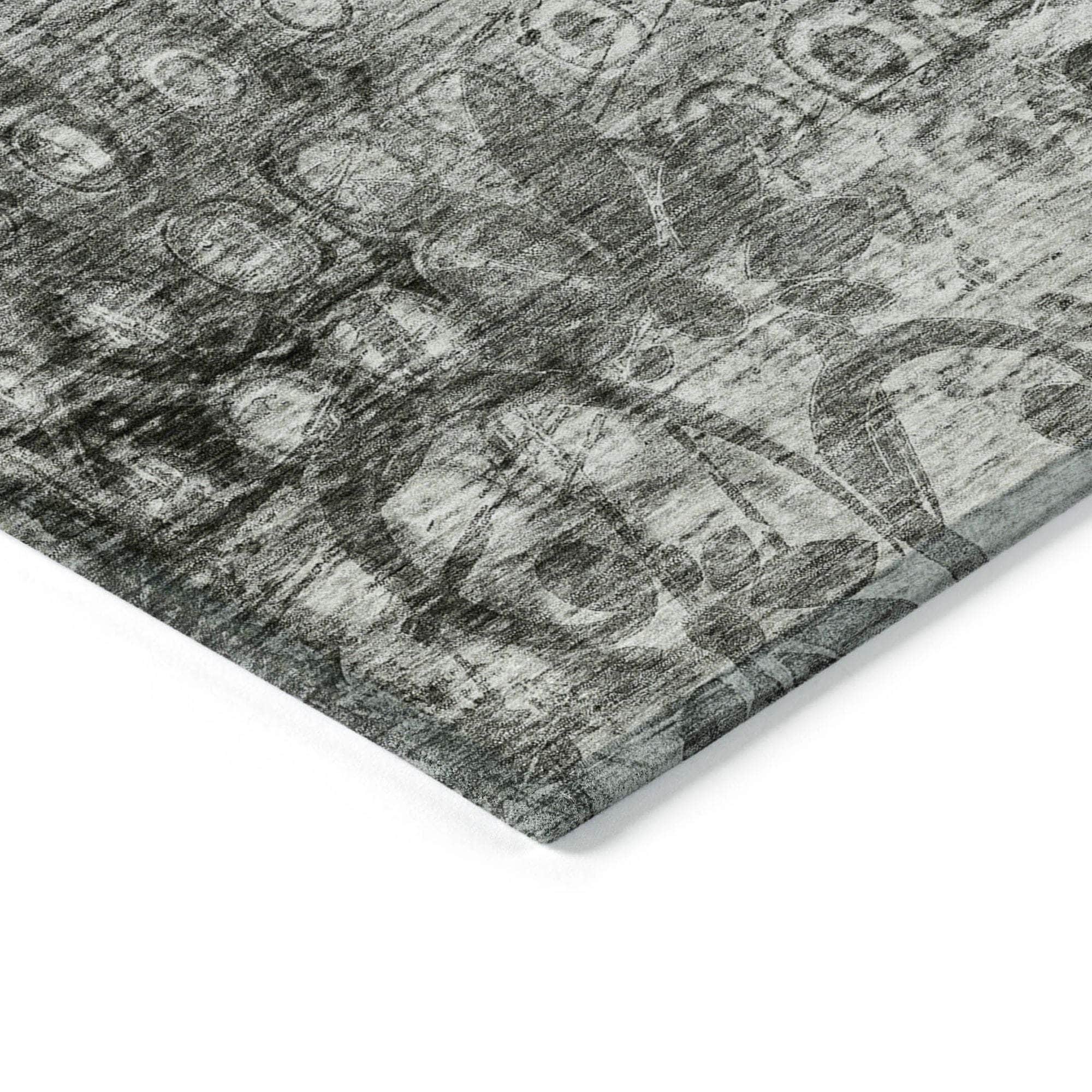 Machine Made ACN577 Charcoal Gray Rugs