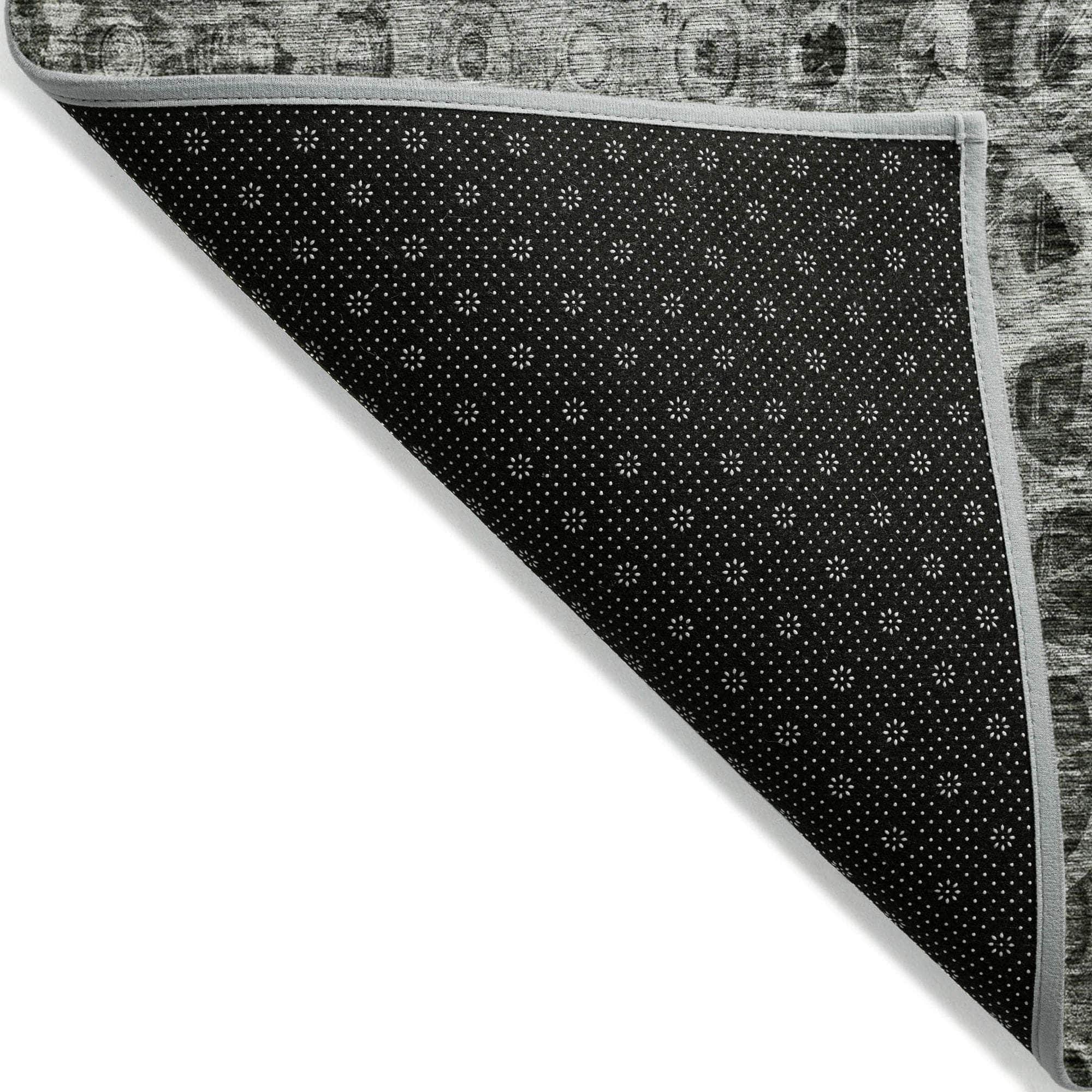 Machine Made ACN577 Charcoal Gray Rugs