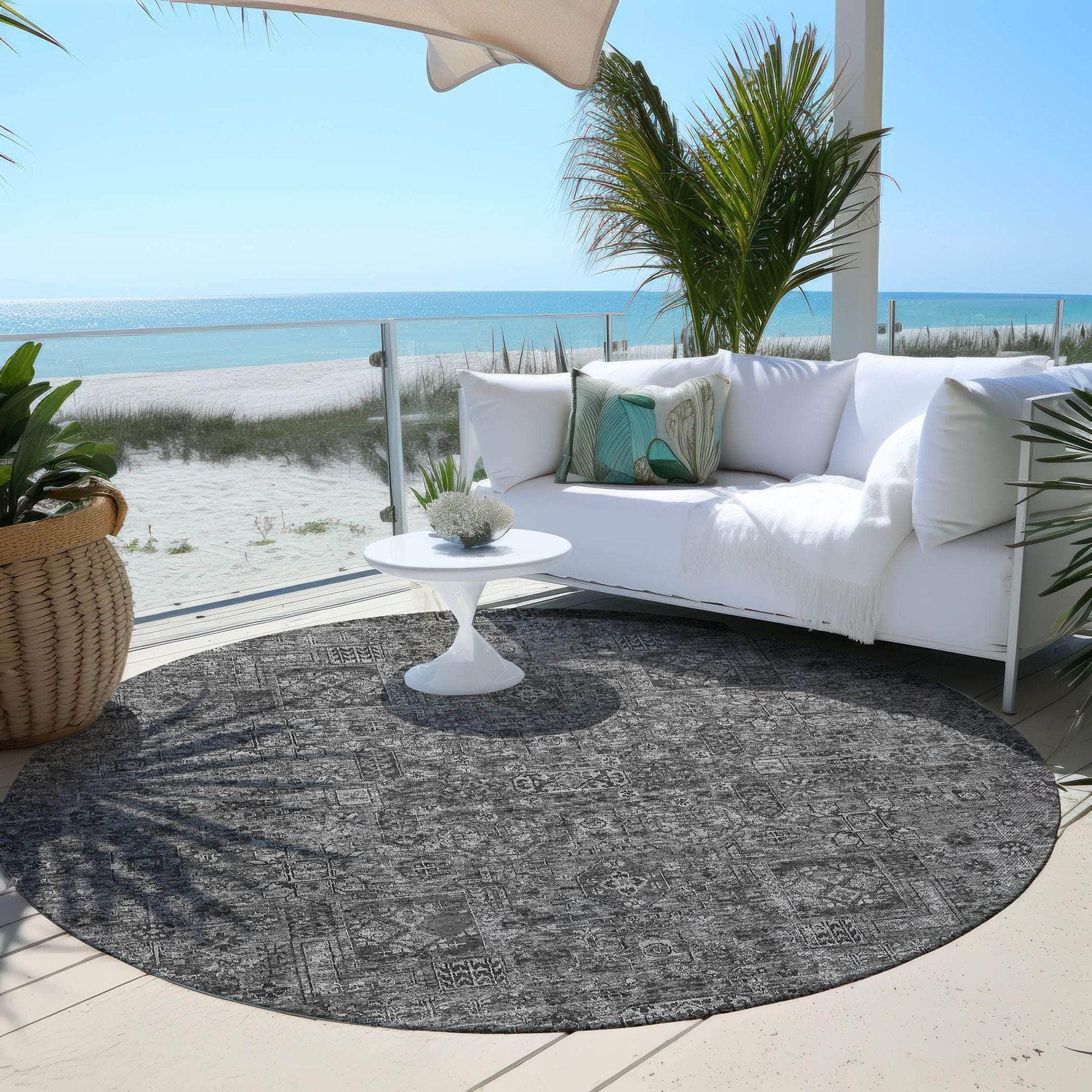 Machine Made ACN611 Charcoal Gray Rugs