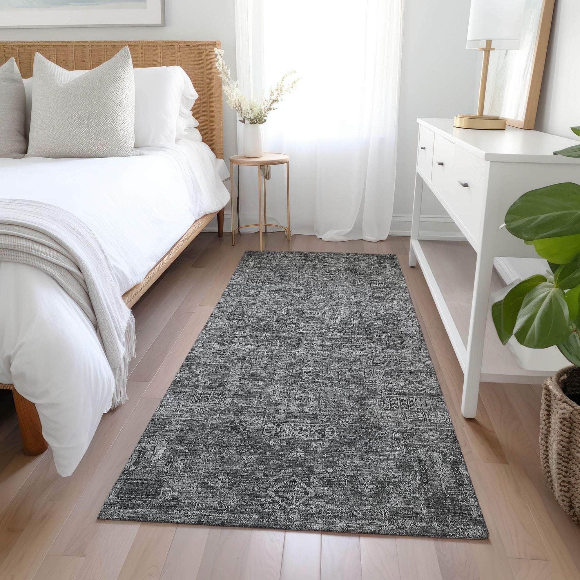 Machine Made ACN611 Charcoal Gray Rugs