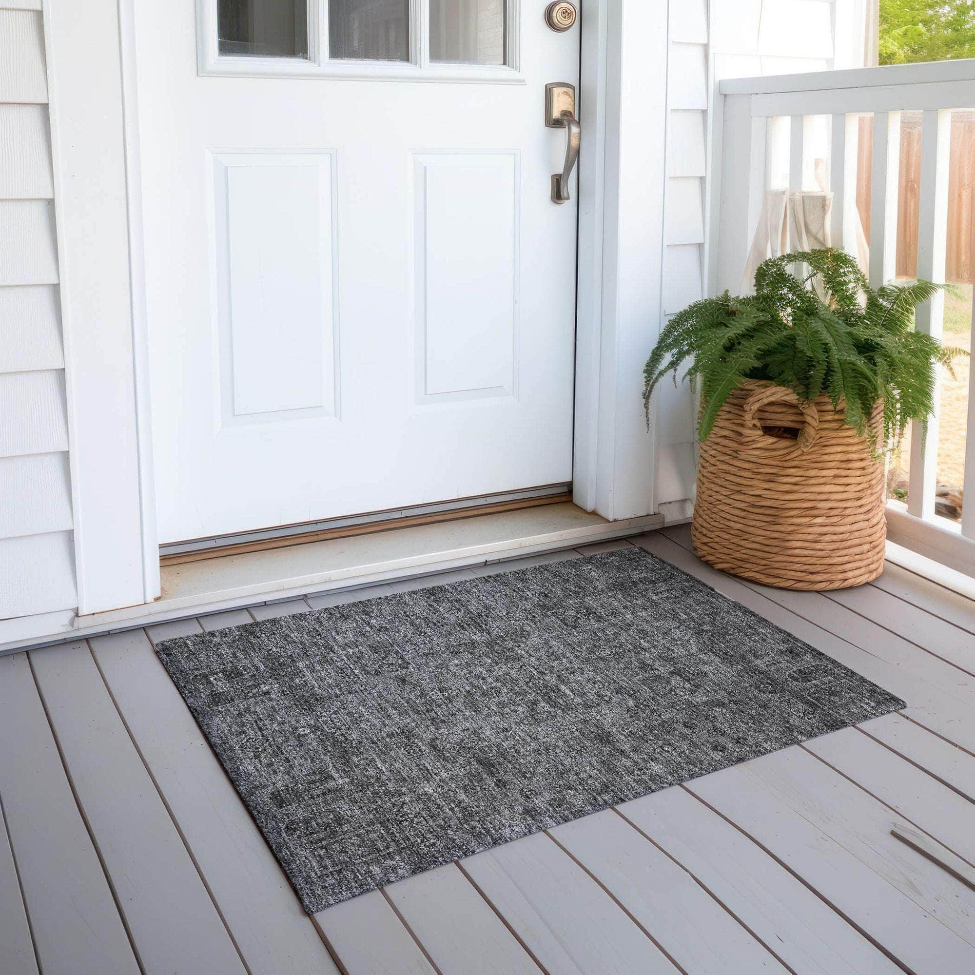Machine Made ACN611 Charcoal Gray Rugs
