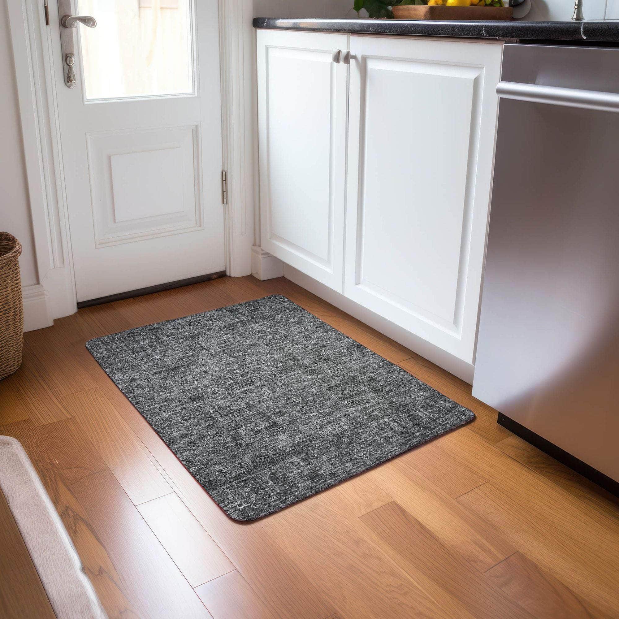 Machine Made ACN611 Charcoal Gray Rugs