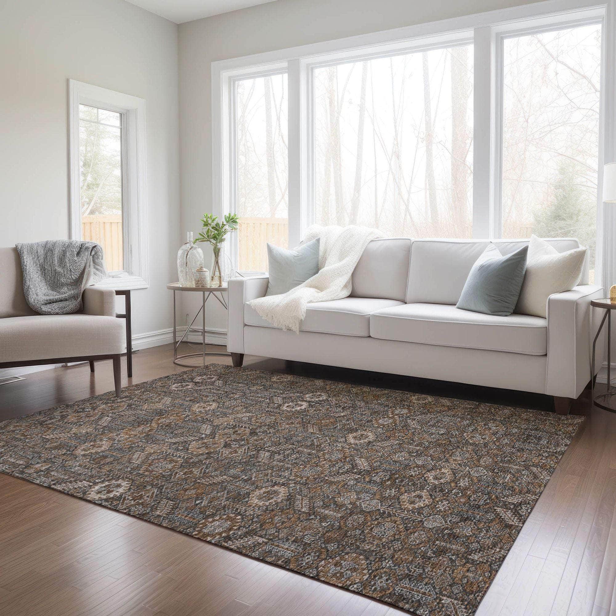 Machine Made ACN574 Chocolate Brown Rugs