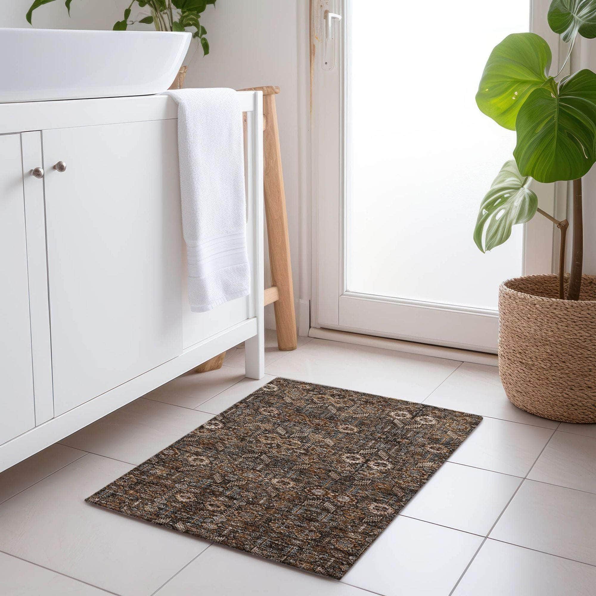 Machine Made ACN574 Chocolate Brown Rugs