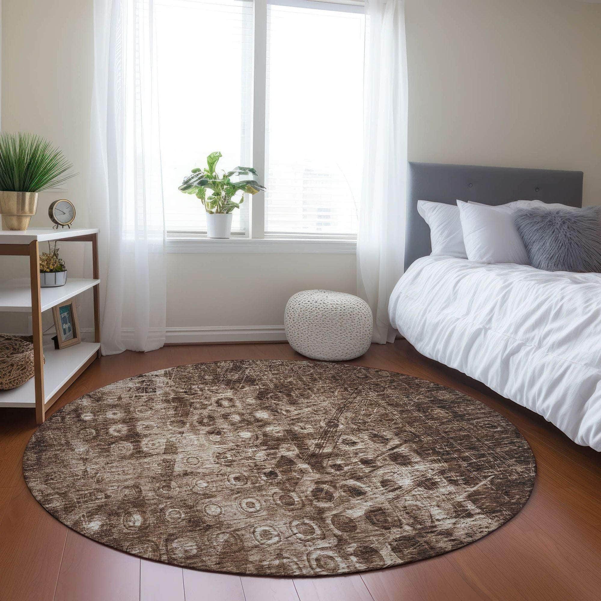 Machine Made ACN577 Chocolate Brown Rugs