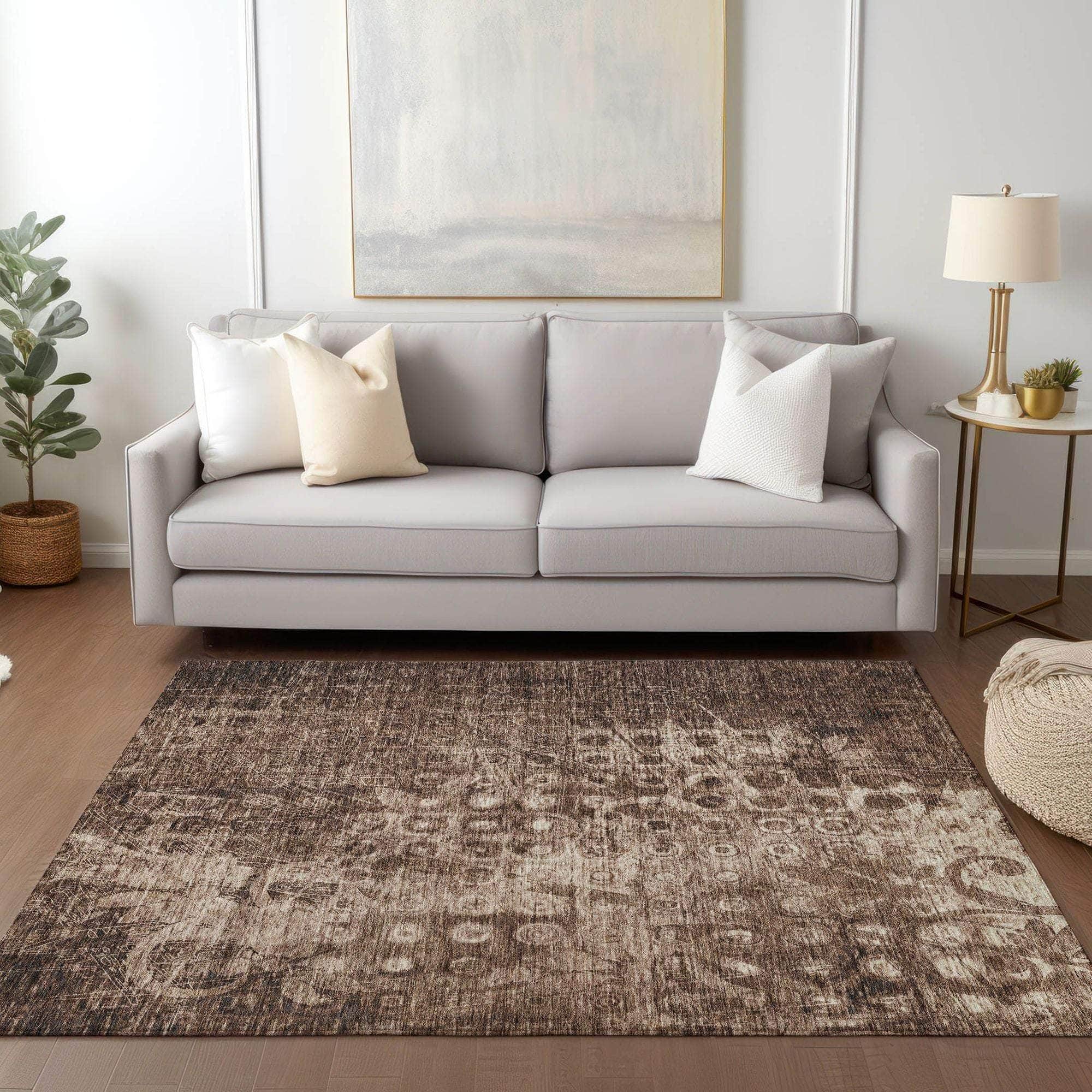 Machine Made ACN577 Chocolate Brown Rugs