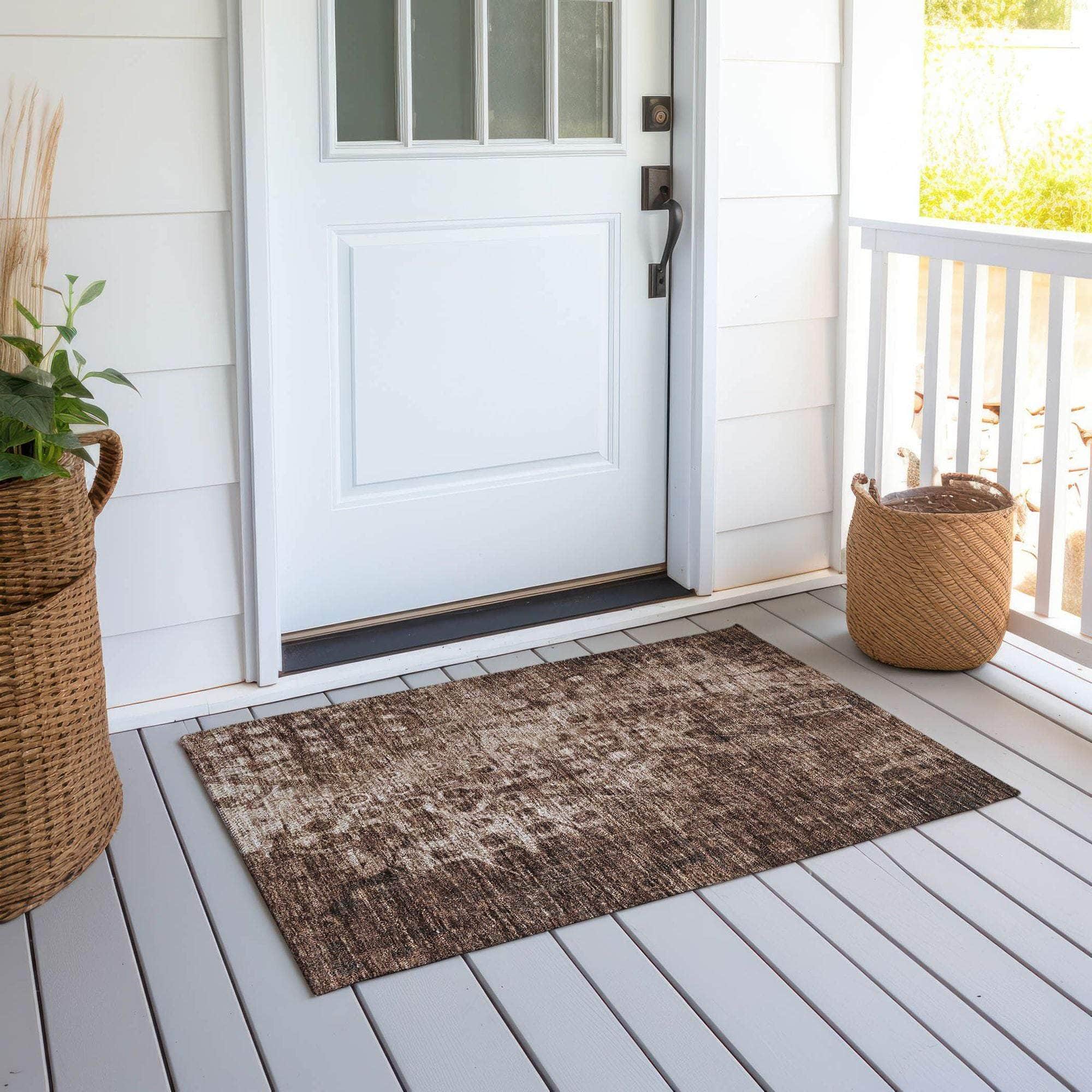 Machine Made ACN577 Chocolate Brown Rugs
