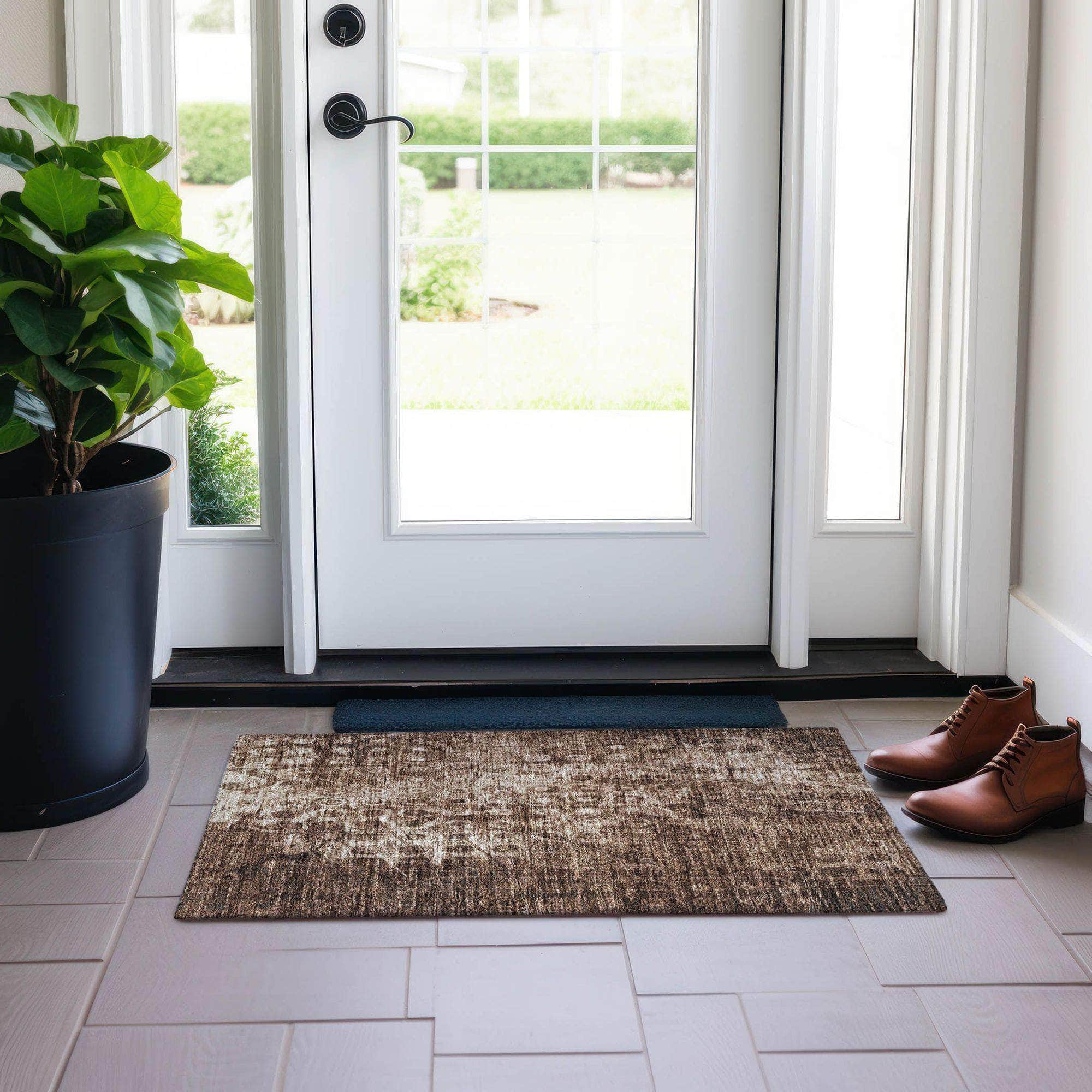Machine Made ACN577 Chocolate Brown Rugs