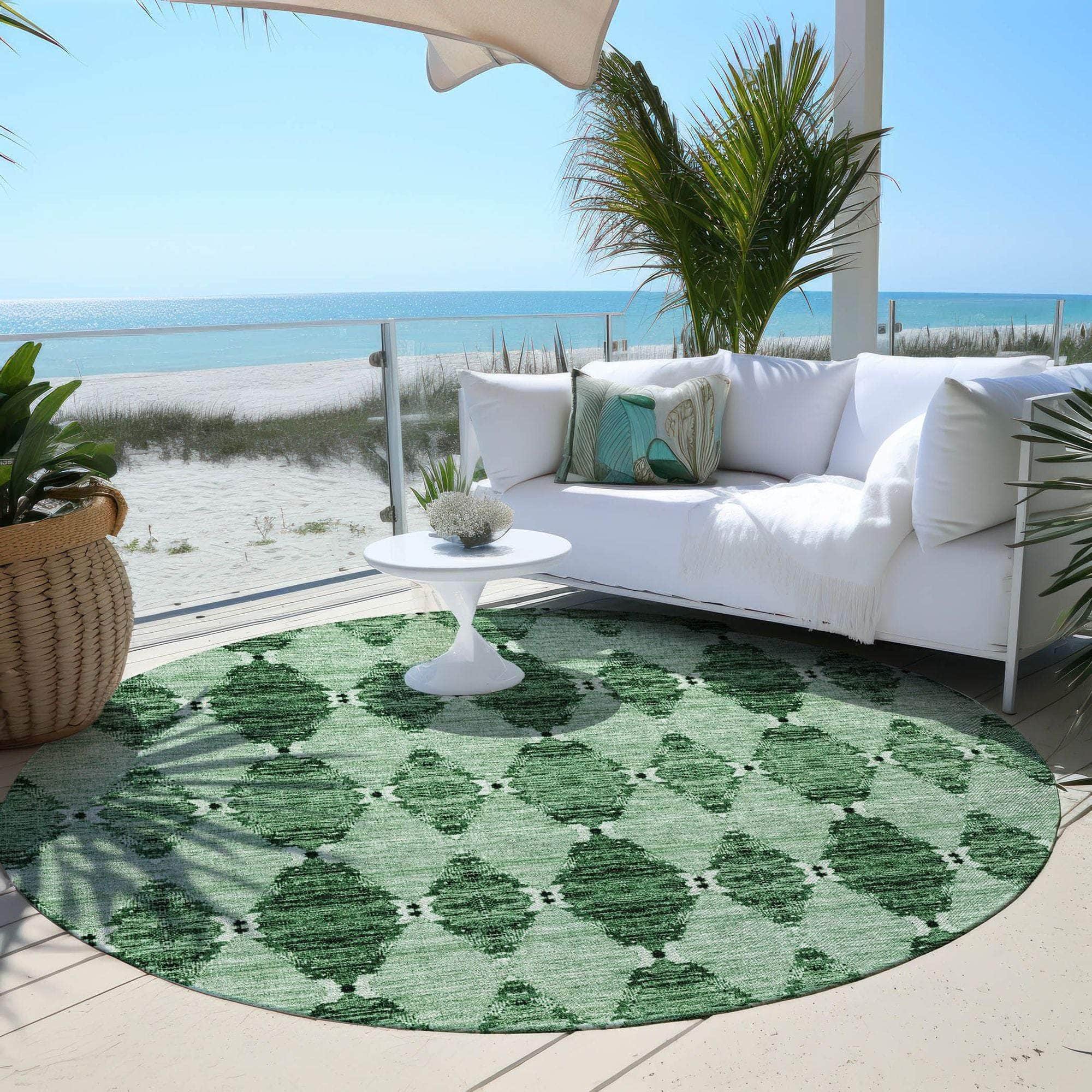Machine Made ACN610 Emerald Green Rugs