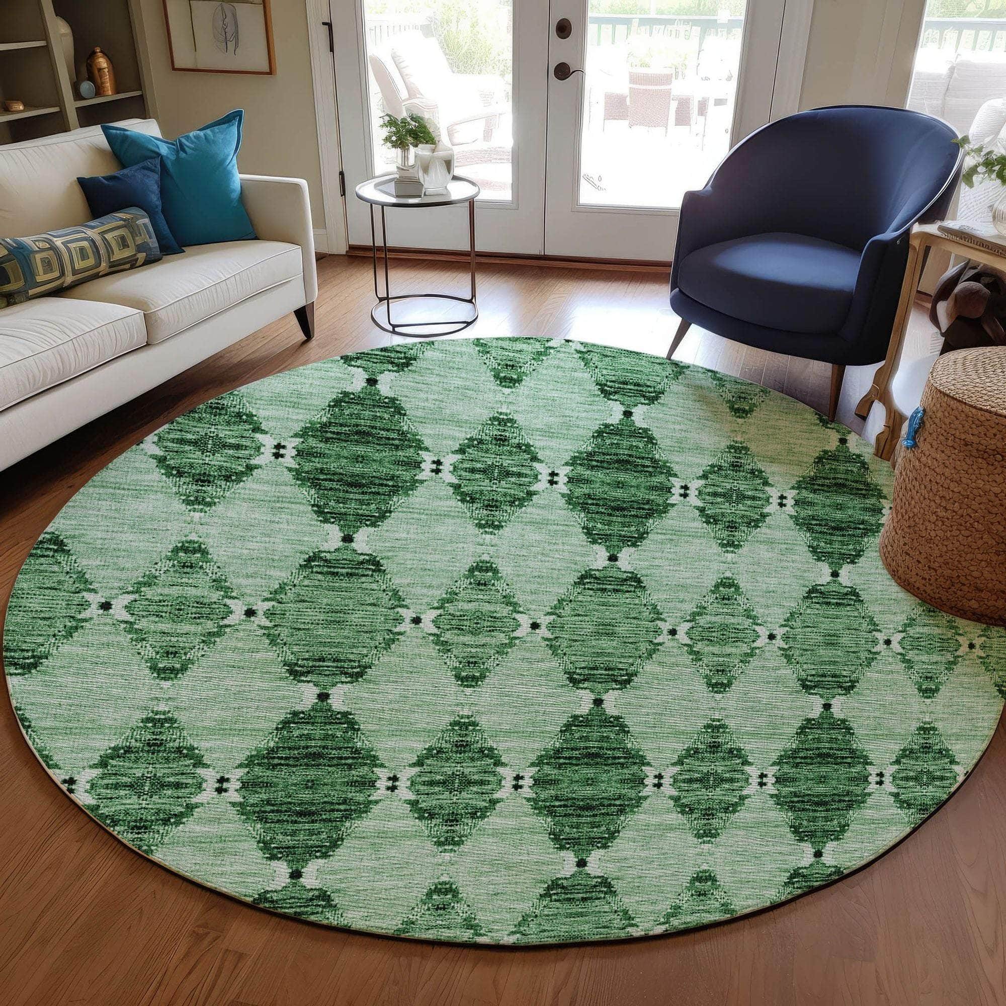 Machine Made ACN610 Emerald Green Rugs