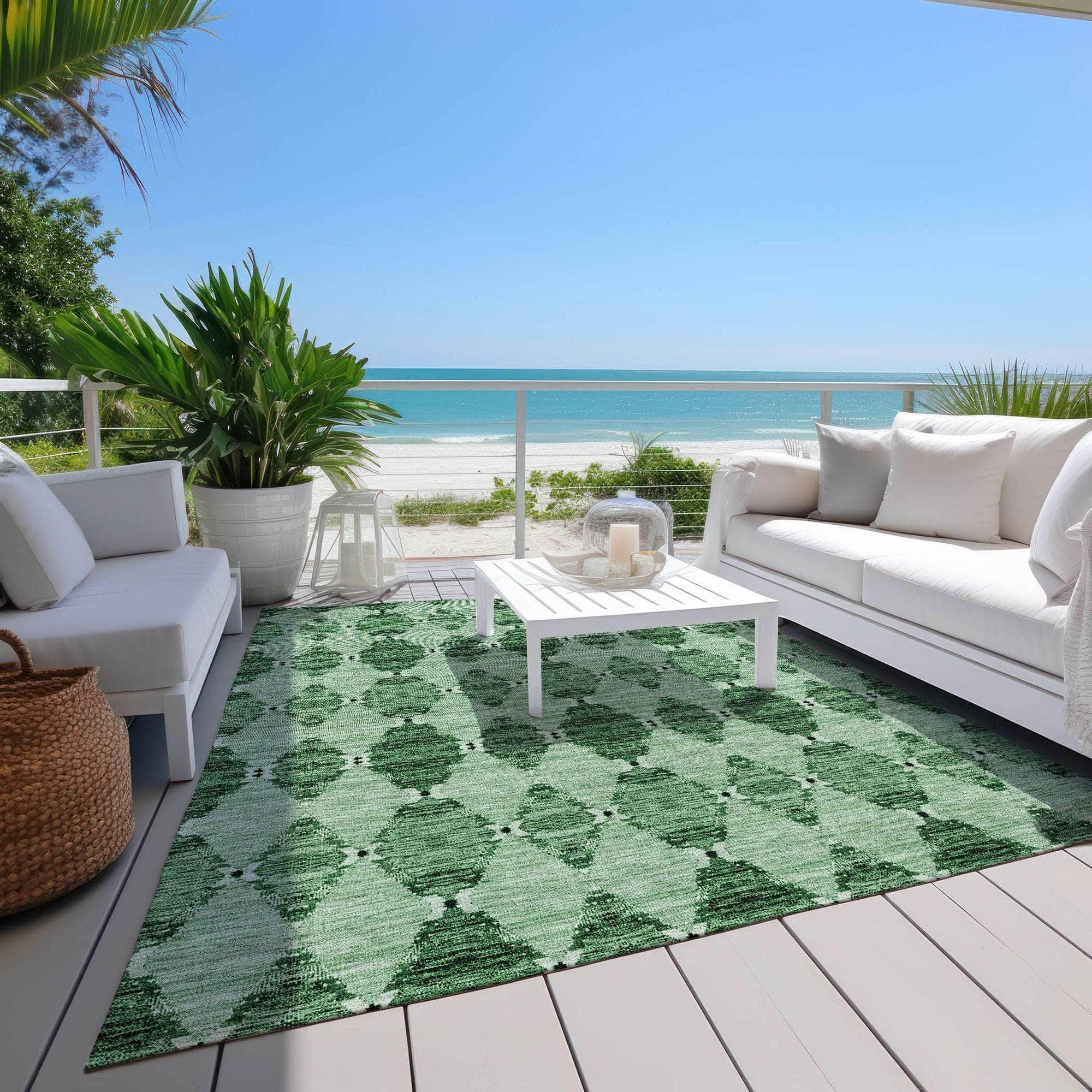 Machine Made ACN610 Emerald Green Rugs