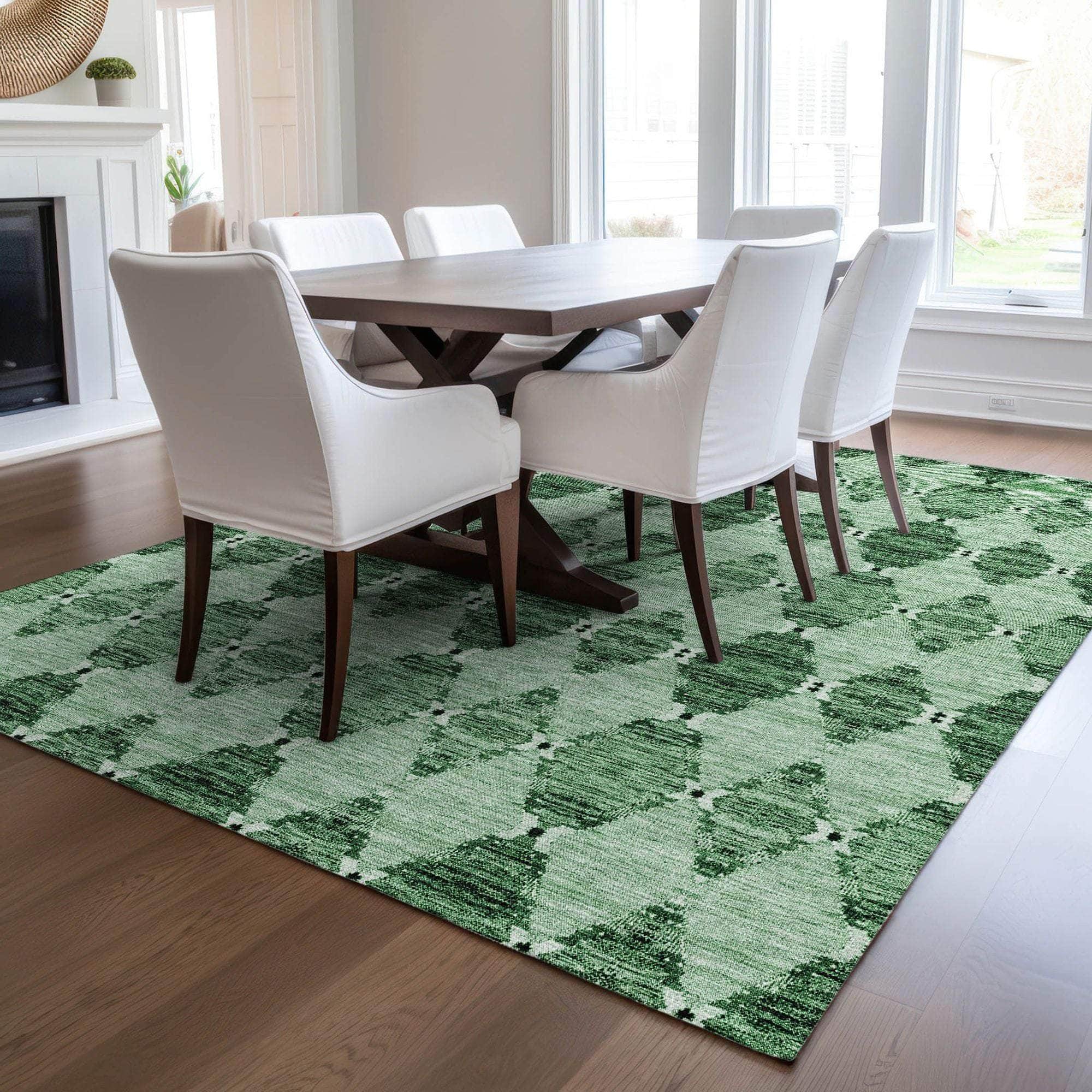 Machine Made ACN610 Emerald Green Rugs
