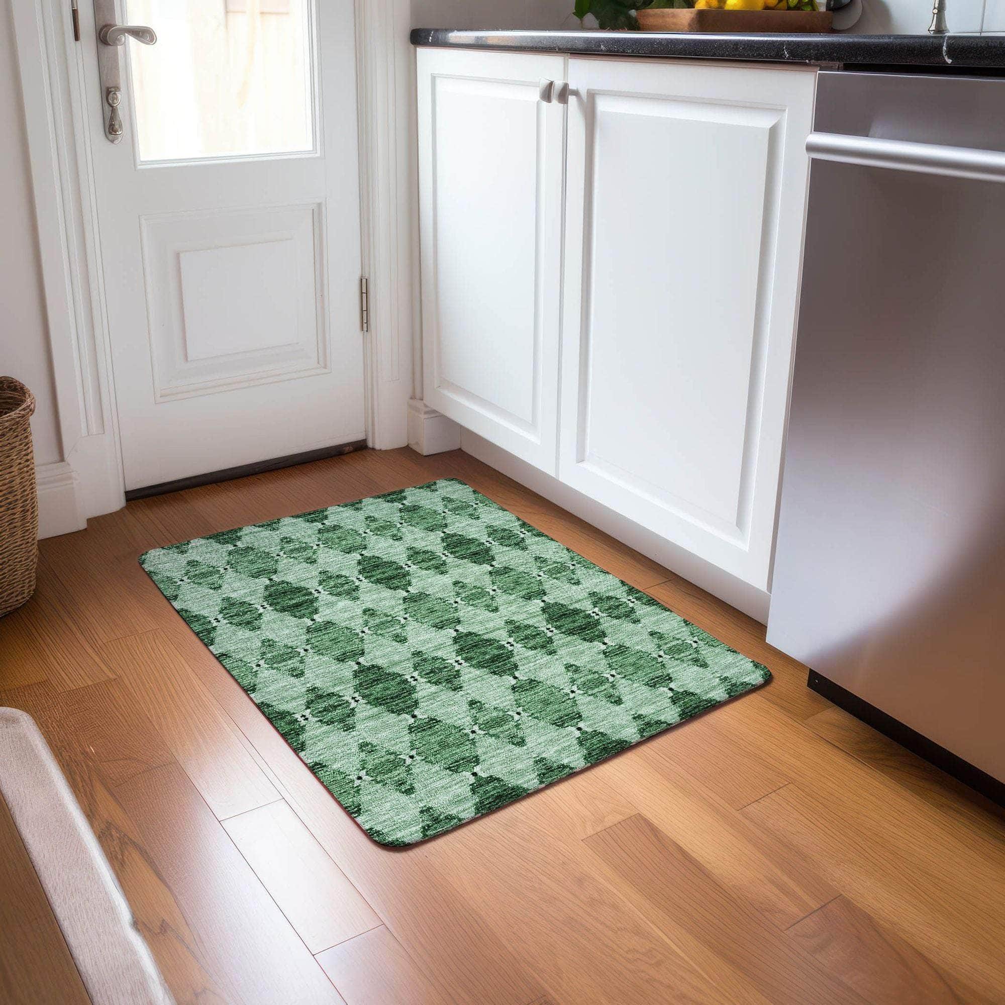 Machine Made ACN610 Emerald Green Rugs