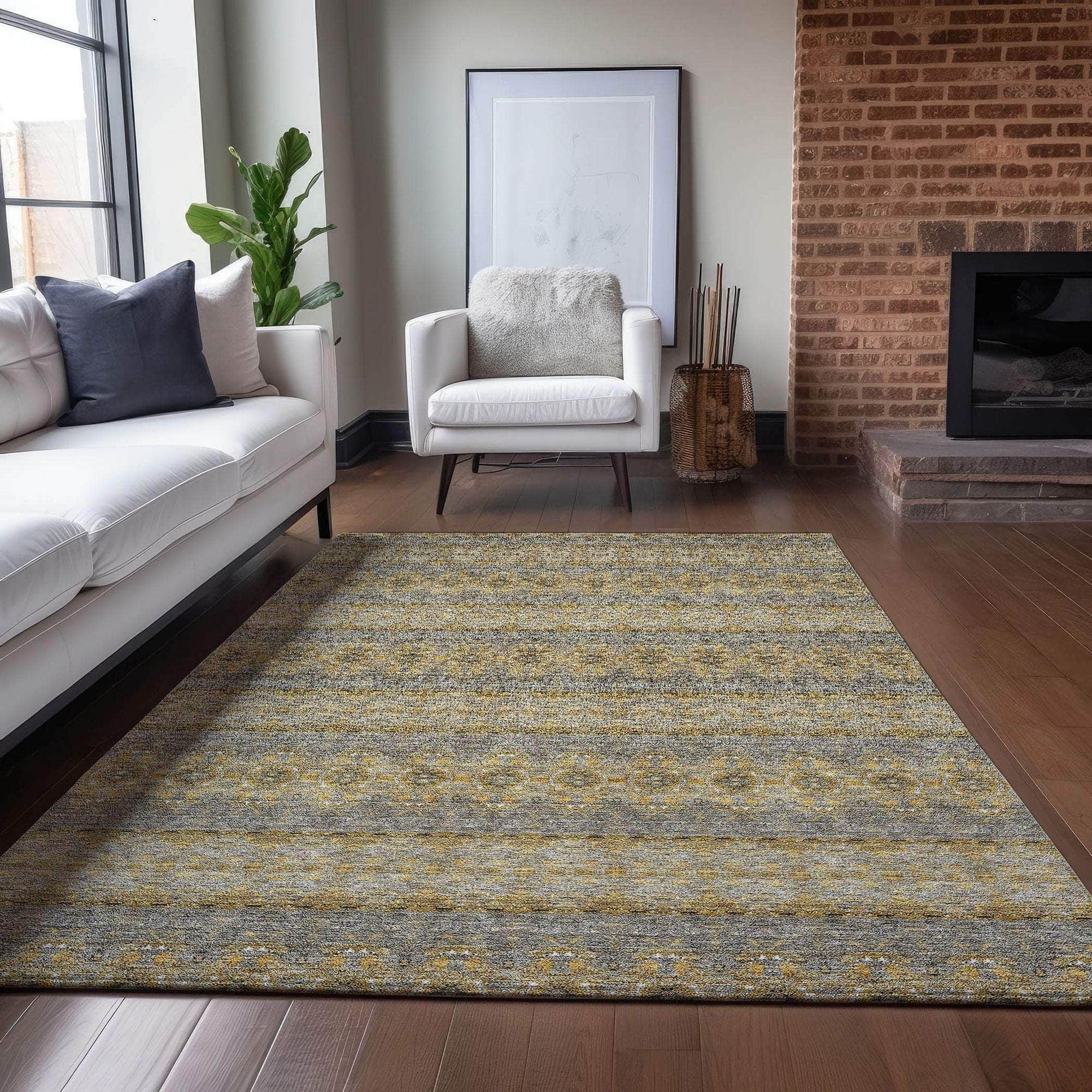 Machine Made ACN615 Gold Rugs