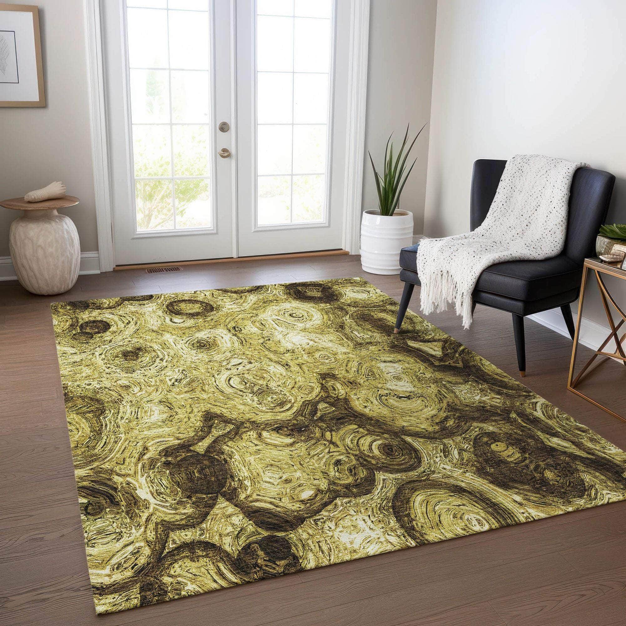 Machine Made ACN579 Gold Rugs