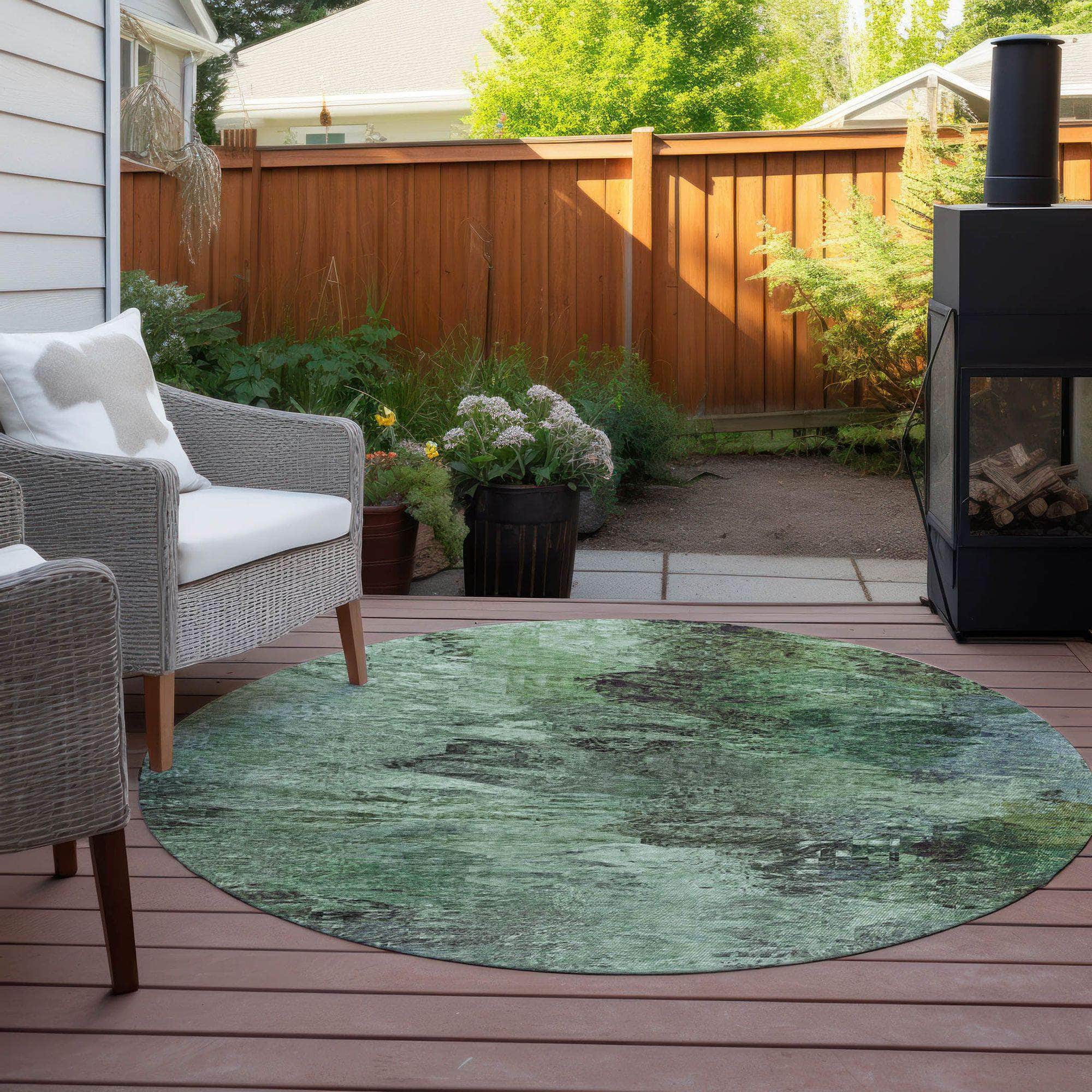 Machine Made ACN592 Green Rugs