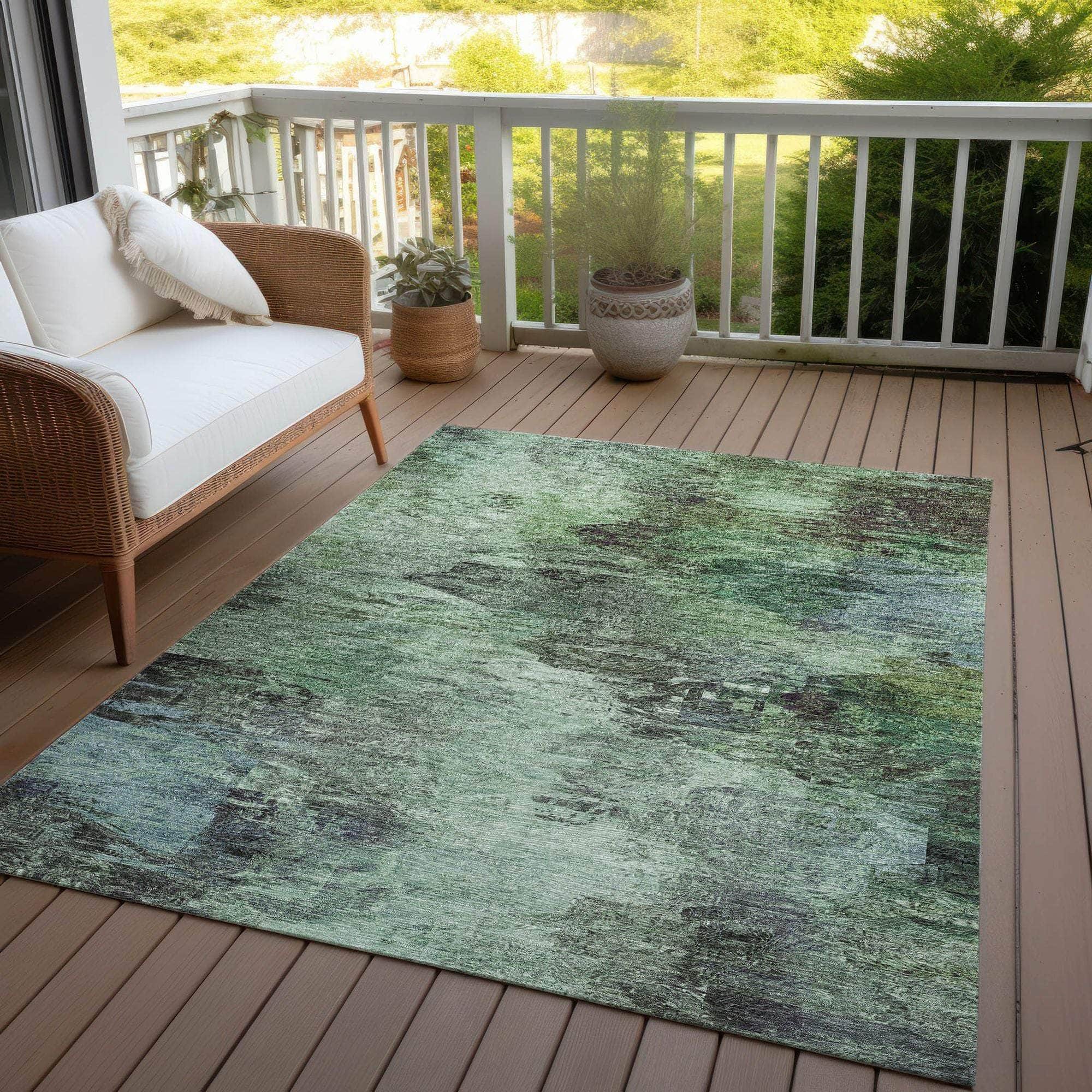 Machine Made ACN592 Green Rugs