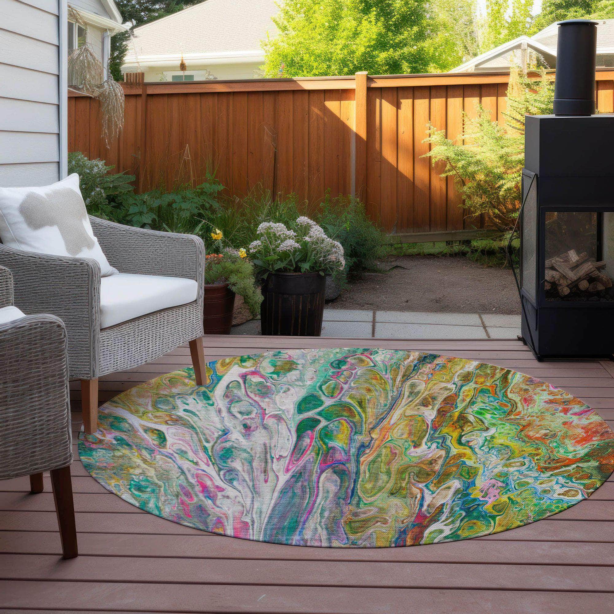 Machine Made ACN602 Green Rugs