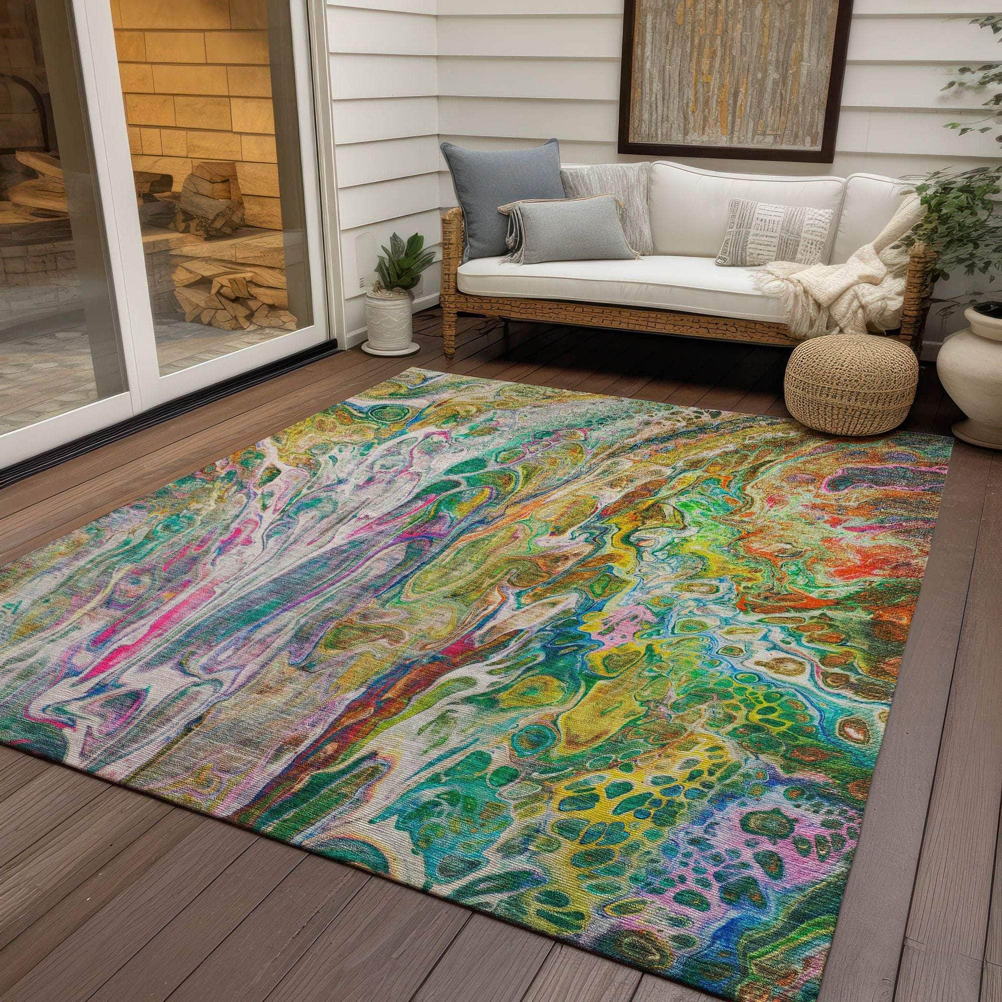 Machine Made ACN602 Green Rugs