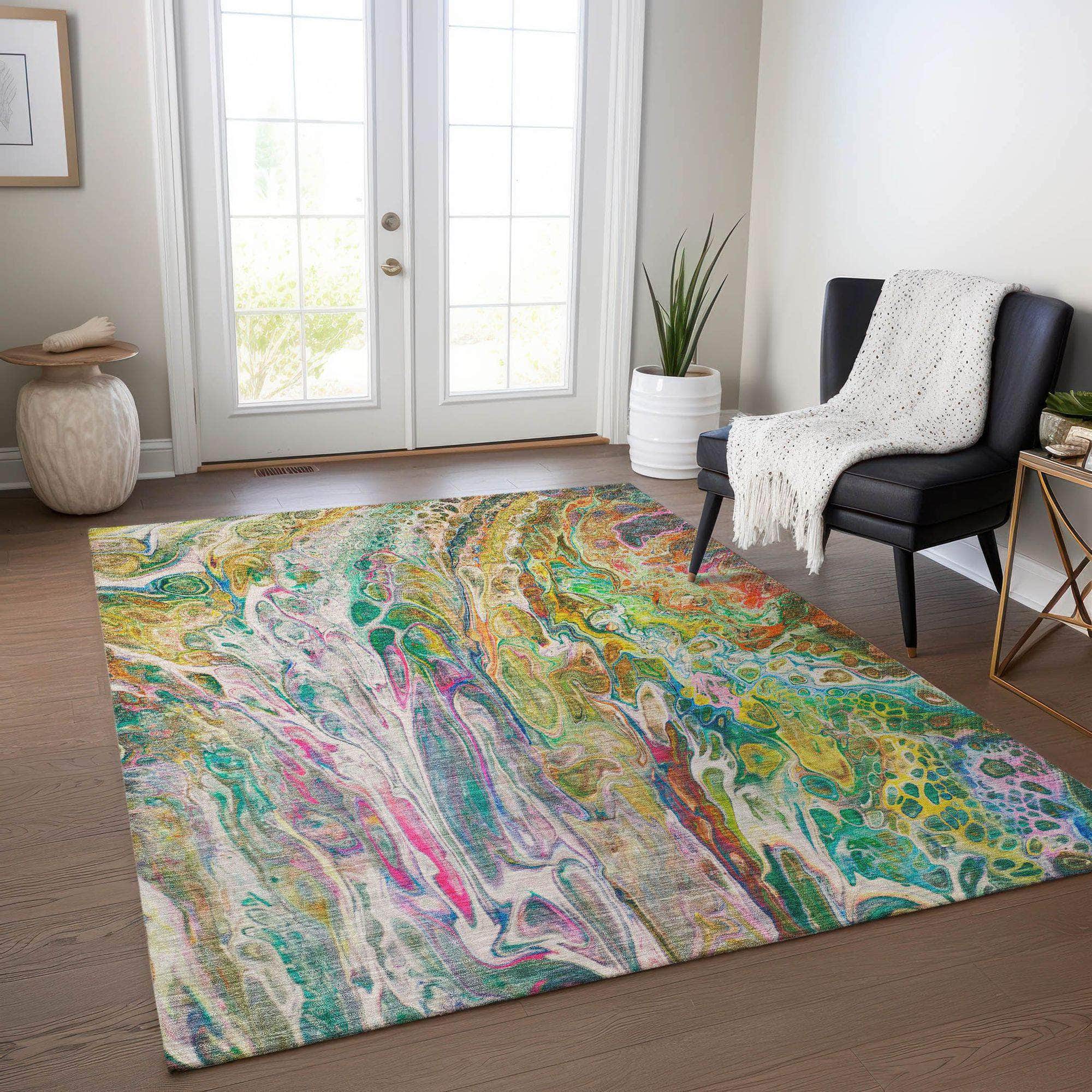 Machine Made ACN602 Green Rugs