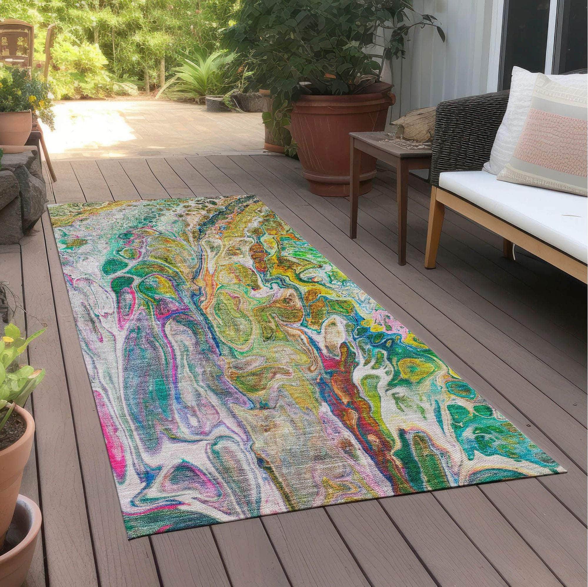 Machine Made ACN602 Green Rugs