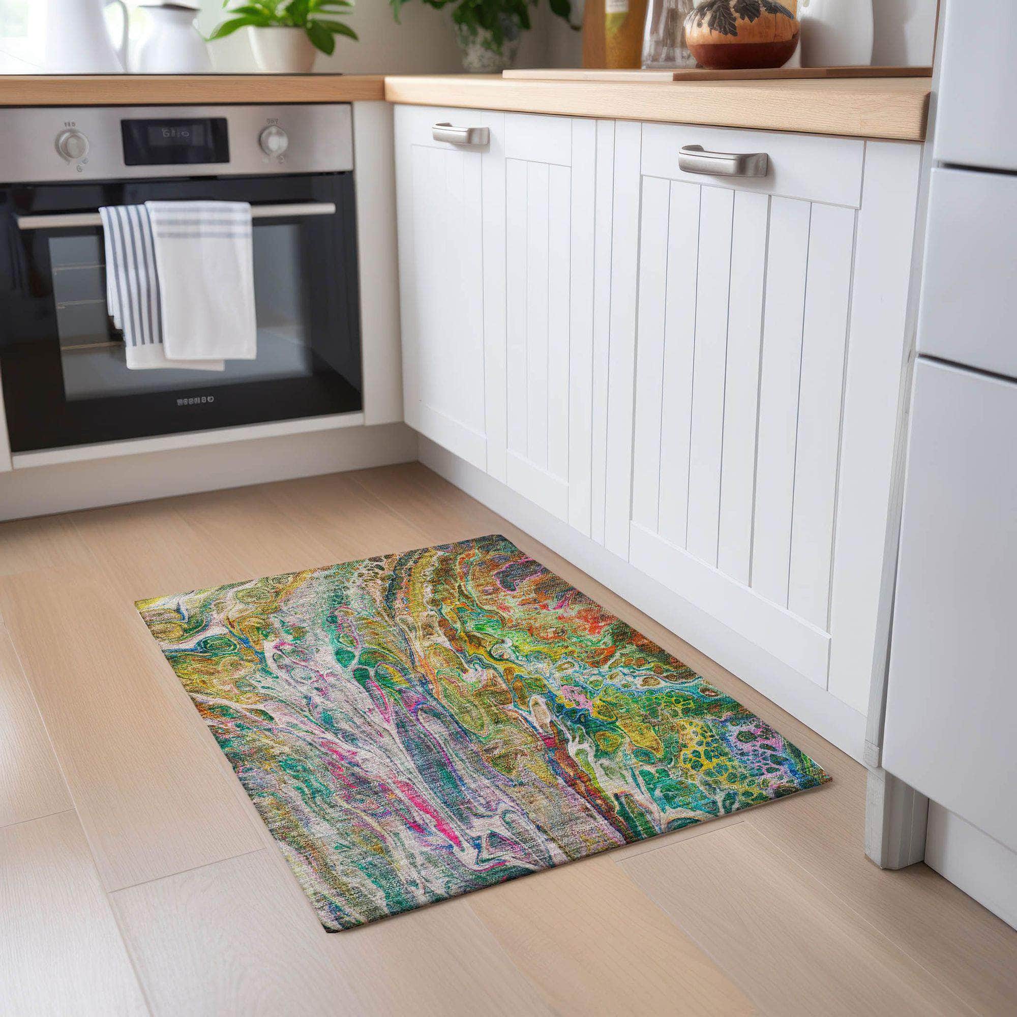 Machine Made ACN602 Green Rugs