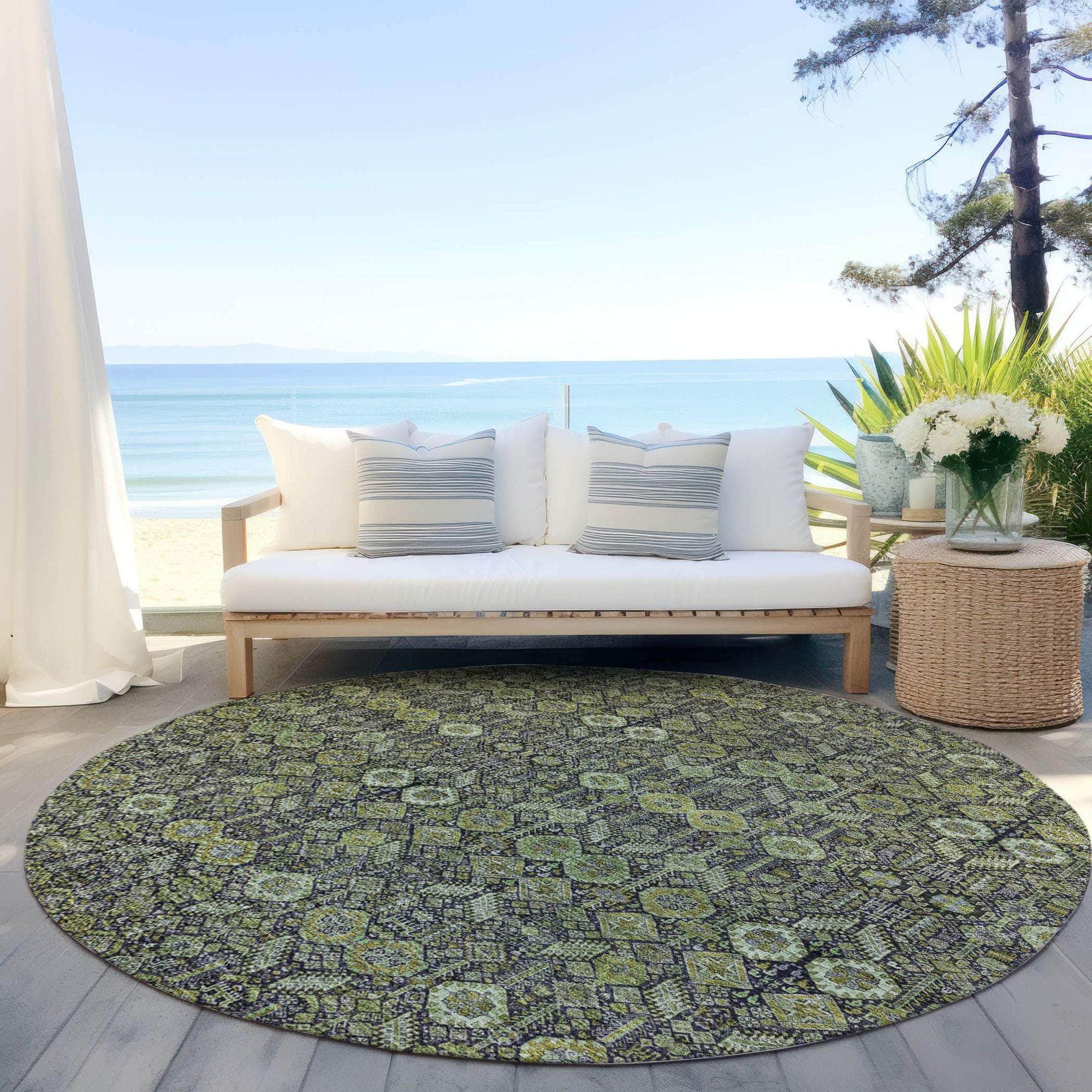 Machine Made ACN574 Green Rugs