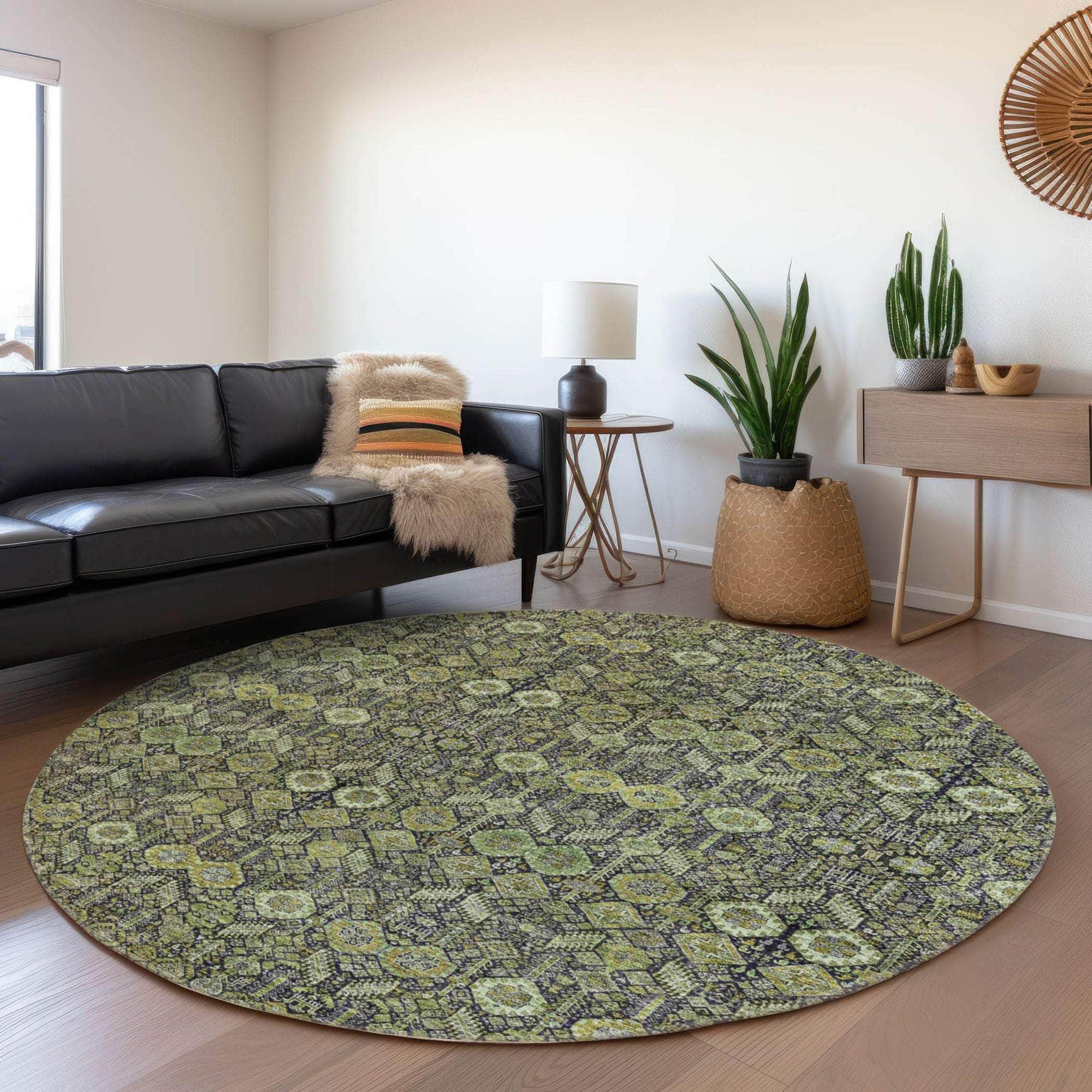 Machine Made ACN574 Green Rugs