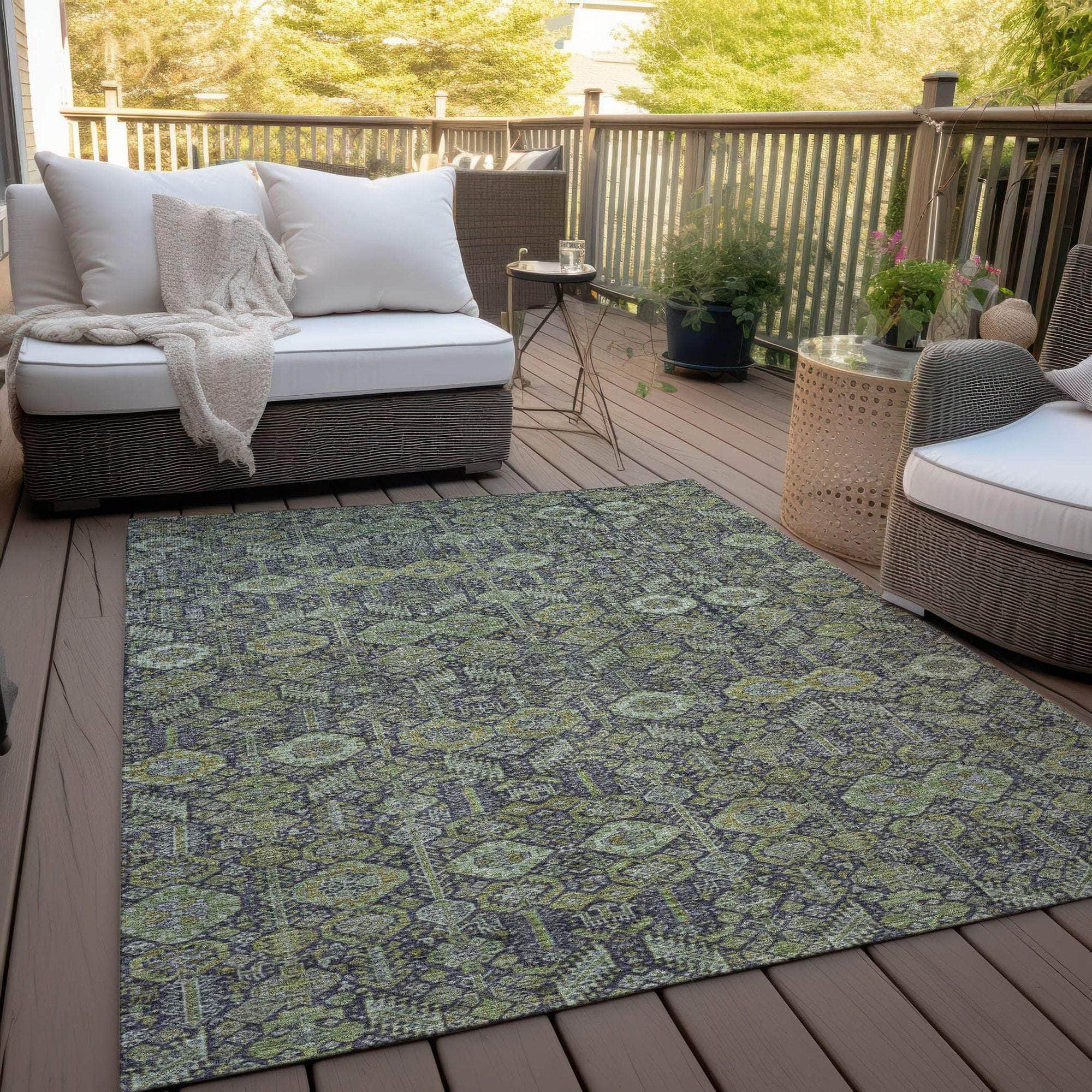 Machine Made ACN574 Green Rugs